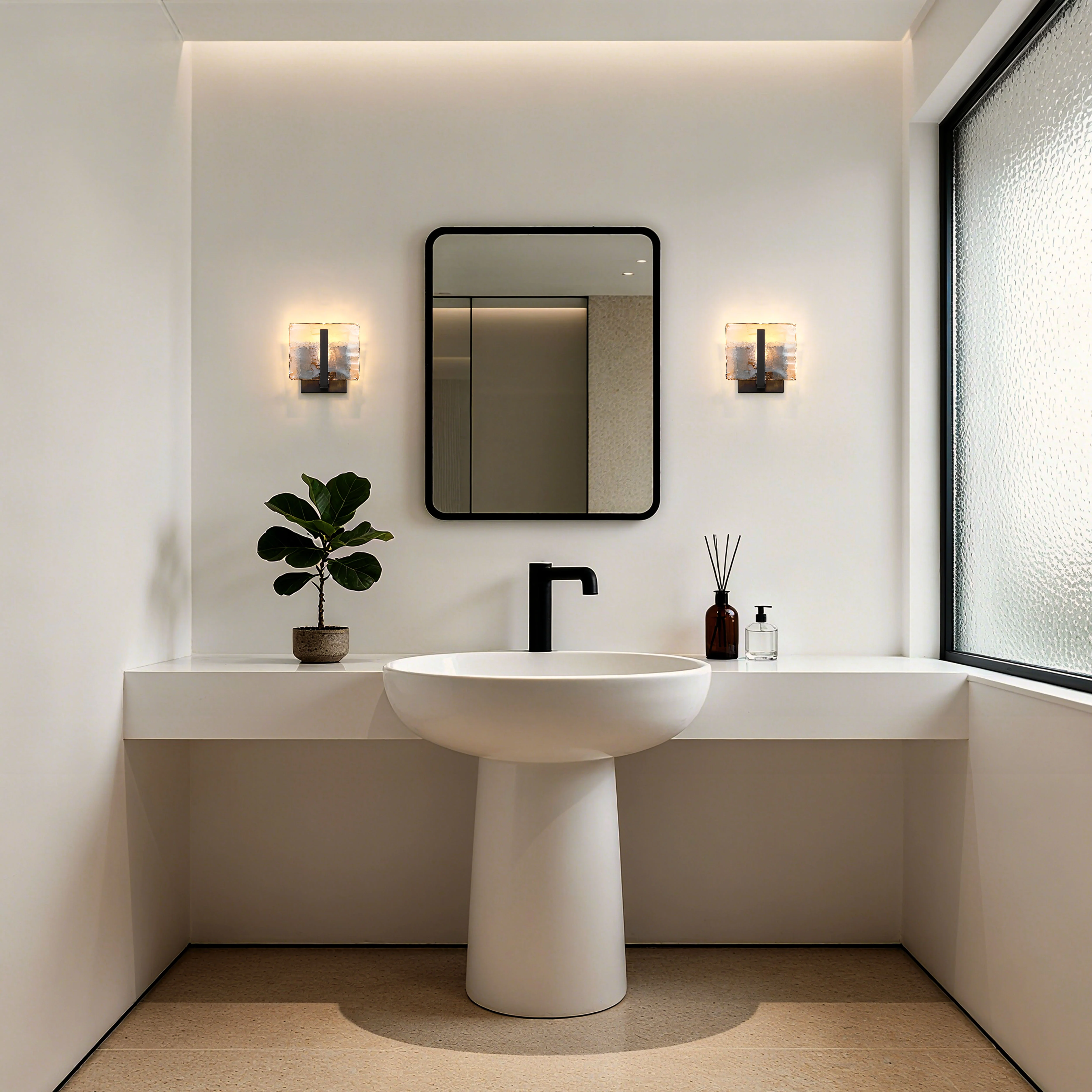 Aenon 1-light Wall Sconce in Matte Black with Amber Water Glass - Image 7