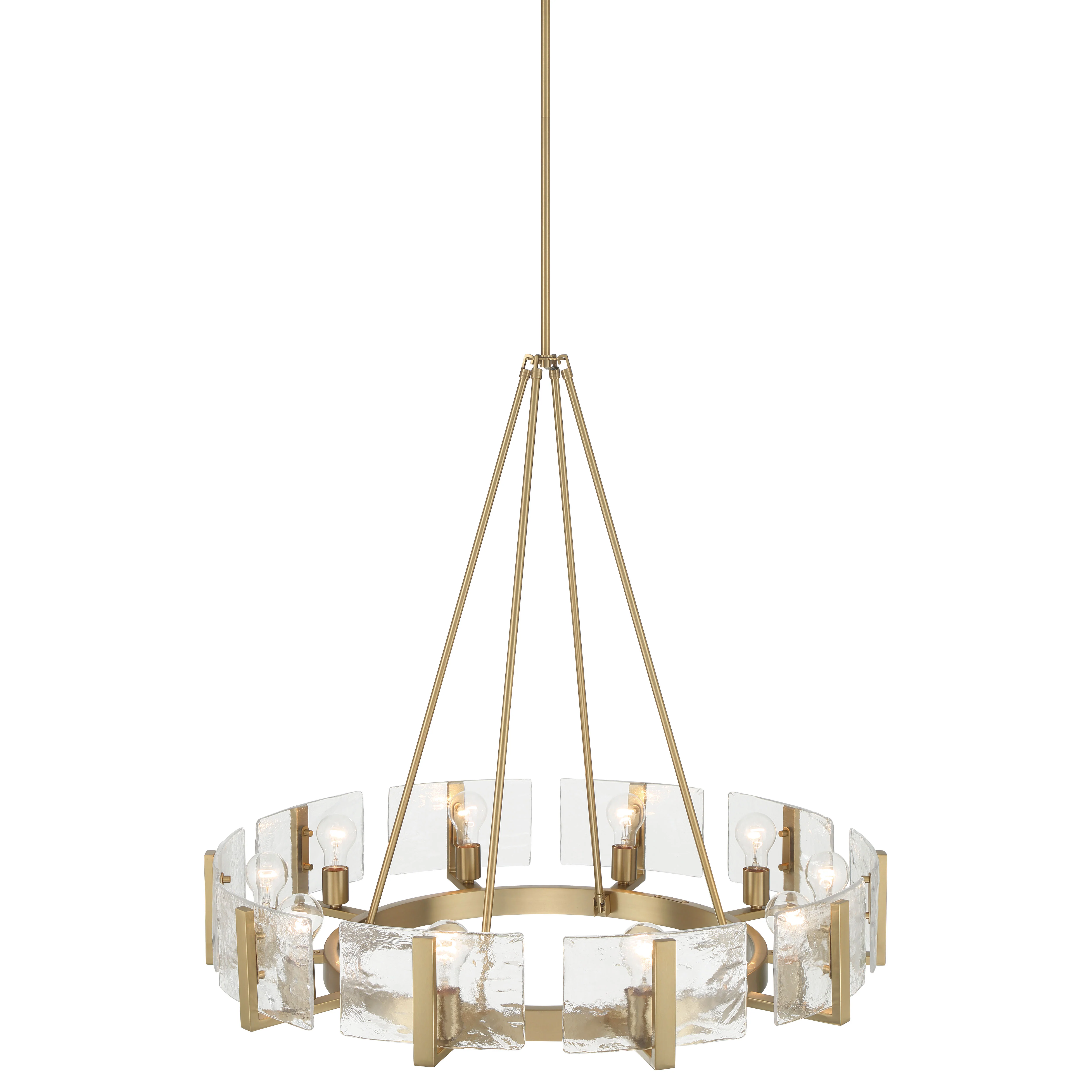 Aenon 10-light Chandelier in Brushed Champagne Brass with Hammered Water Glass - Image 5