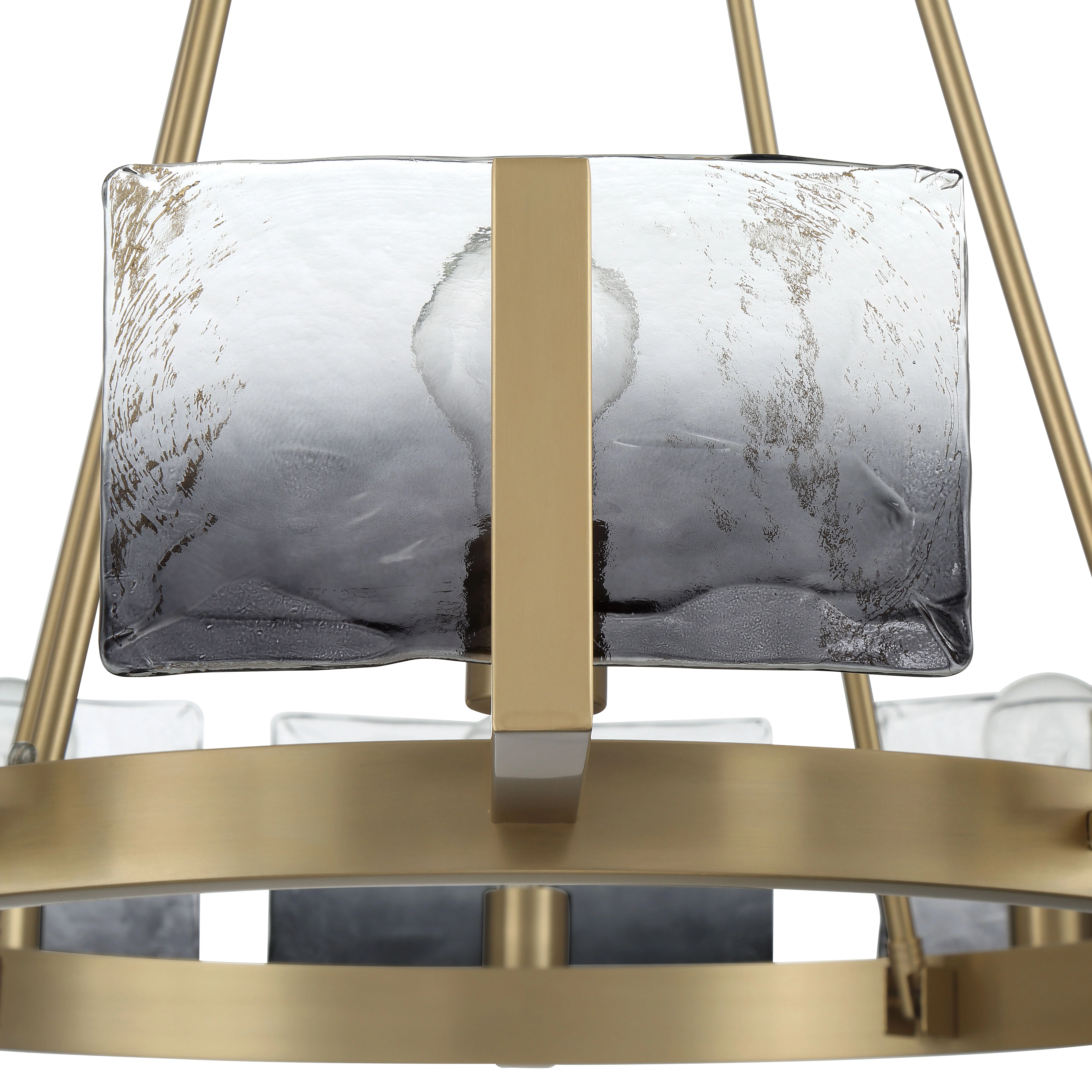Aenon 10-light Chandelier in Brushed Champagne Brass with Smokey Water Glass - Image 6