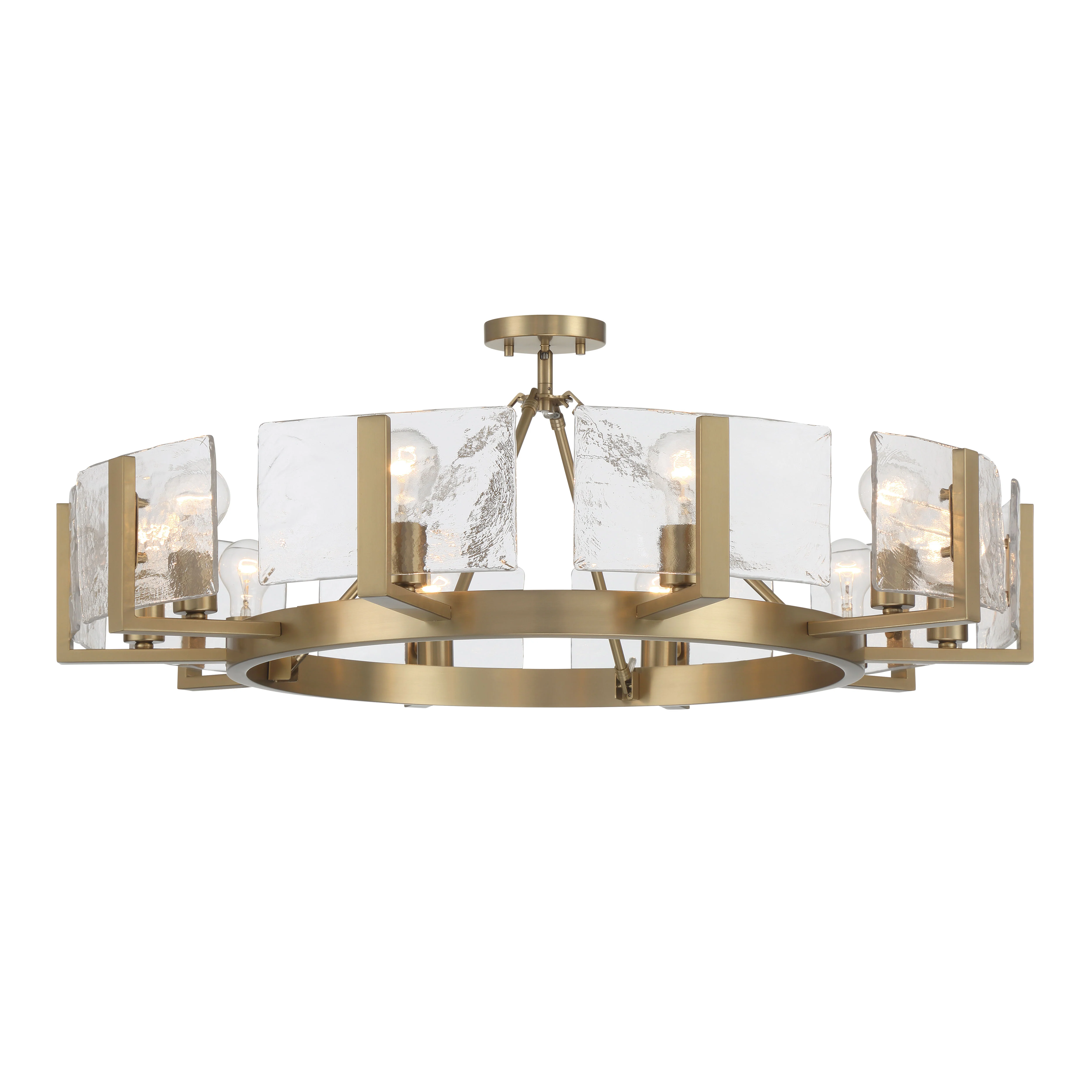 Aenon 10-light Semi-Flush Mount in Brushed Champagne Brass with Hammered Water Glass - Image 8