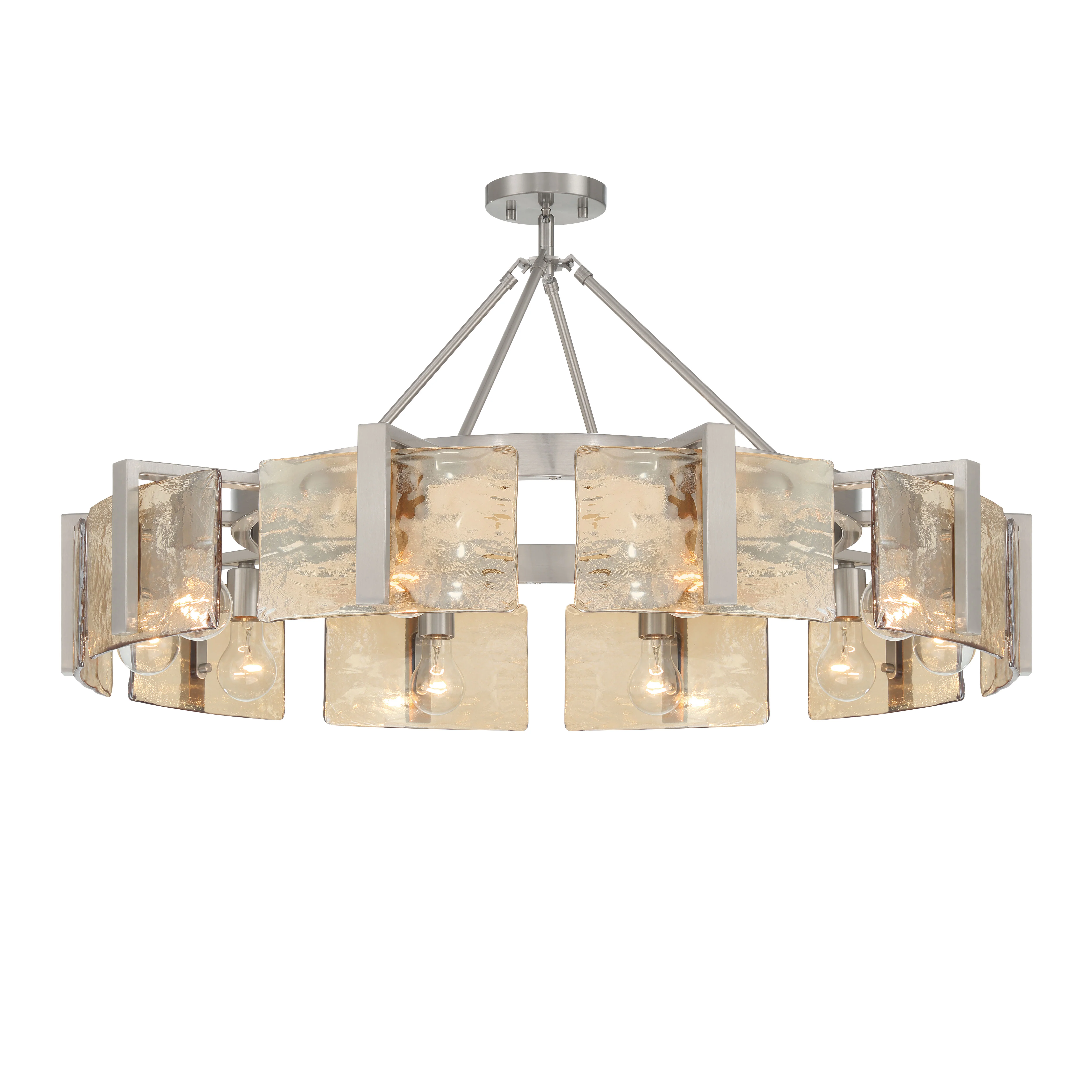 Aenon 10-light Semi-Flush Mount in Pewter with Amber Water Glass