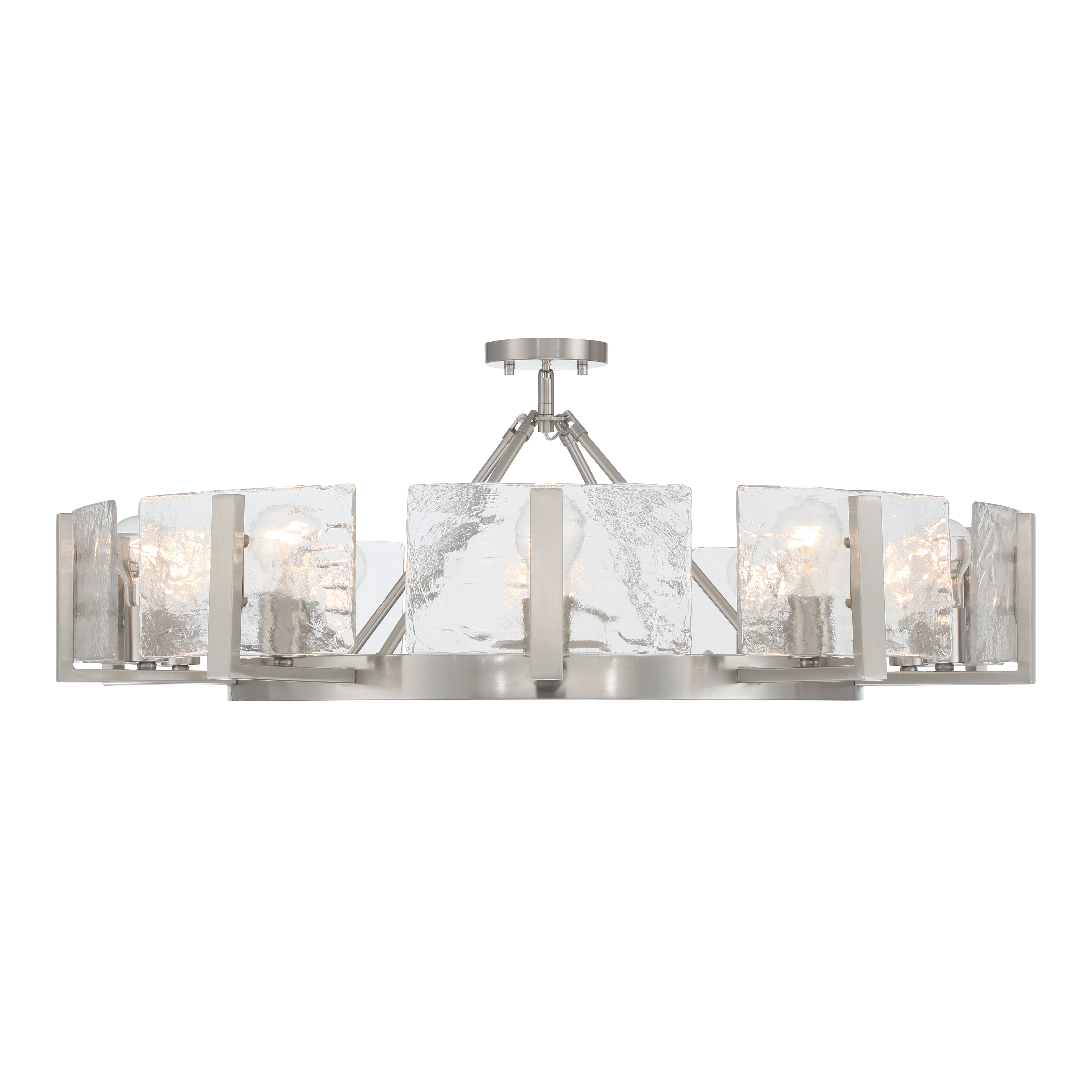 Aenon 10-light Semi-Flush Mount in Pewter with Hammered Water Glass - Image 3