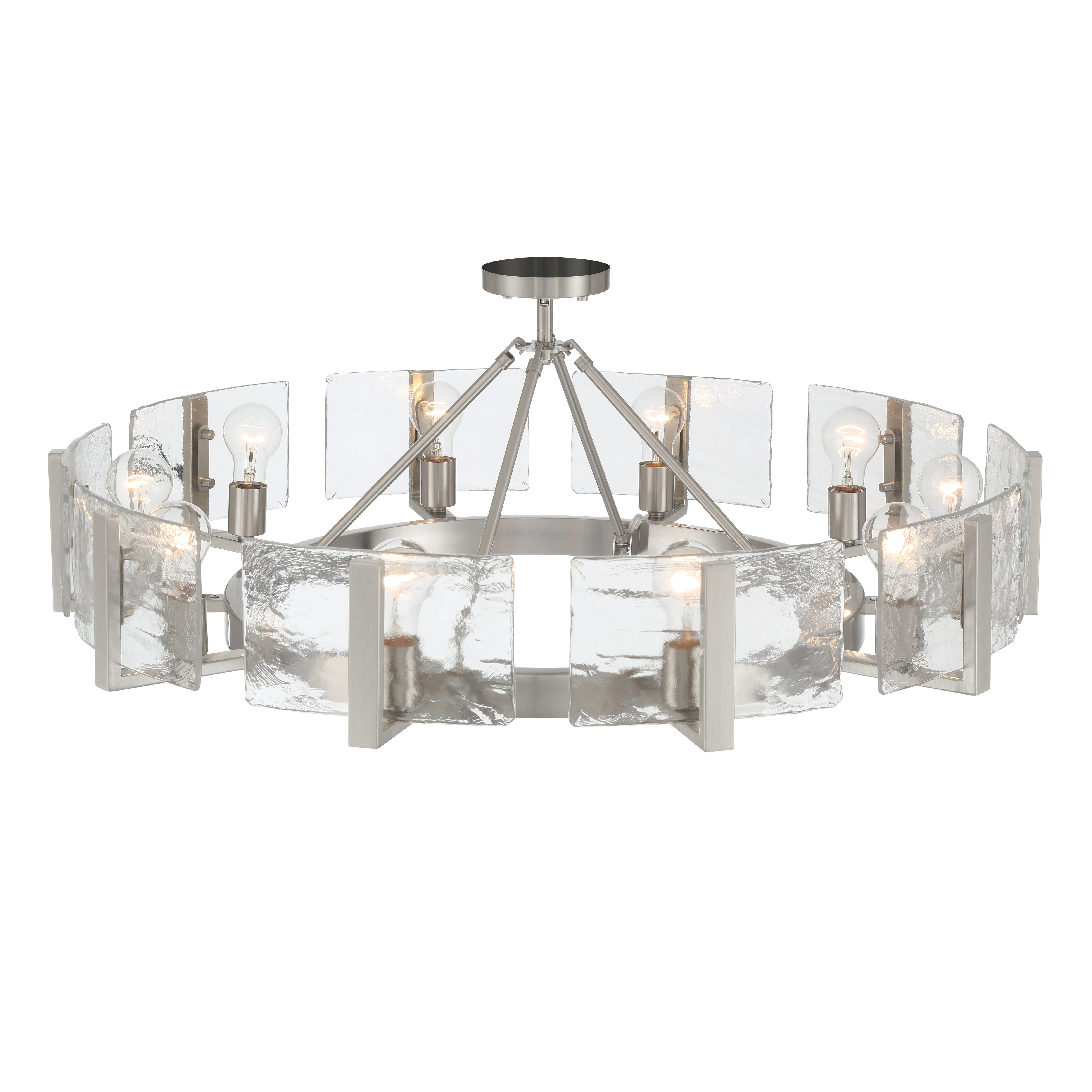 Aenon 10-light Semi-Flush Mount in Pewter with Hammered Water Glass - Image 4