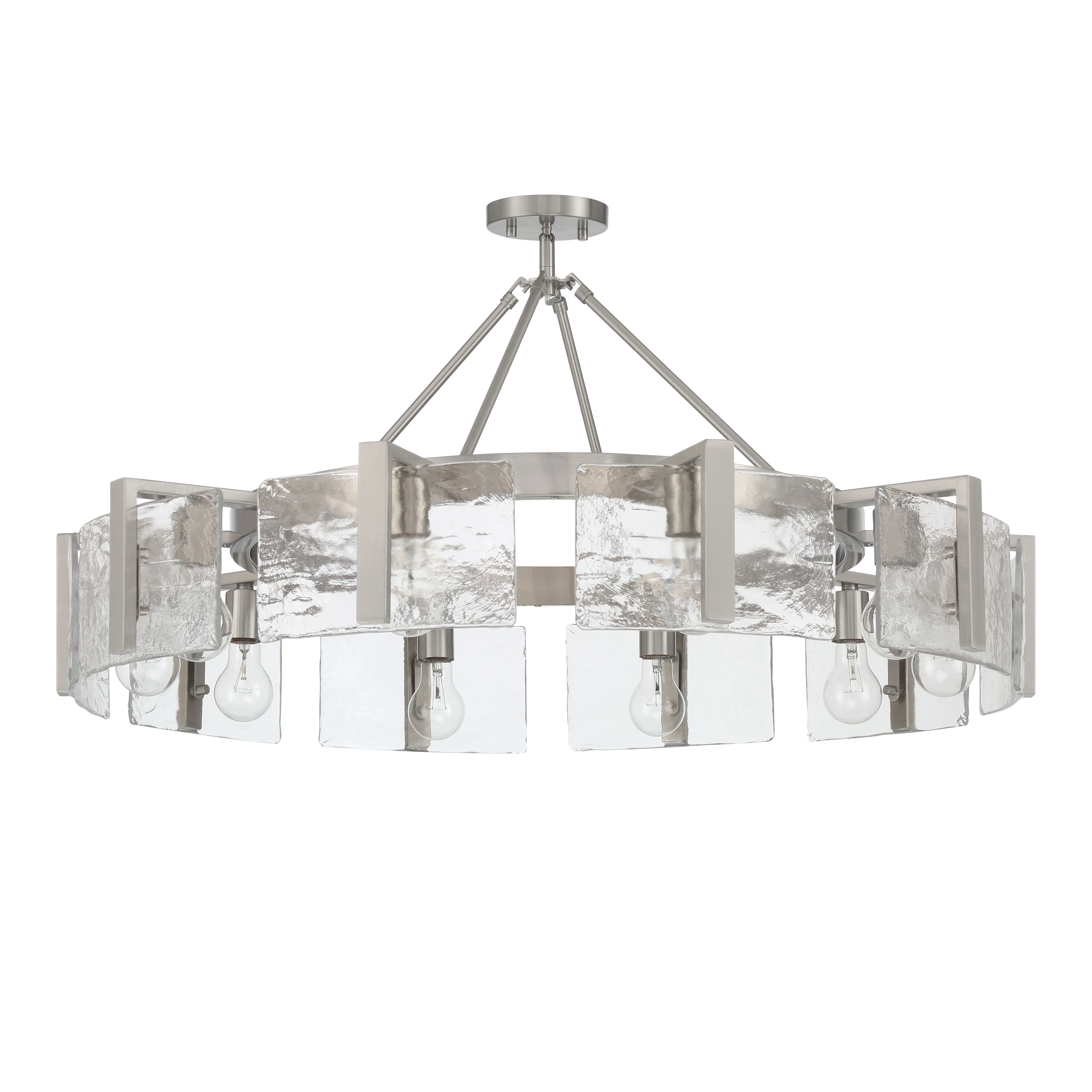 Aenon 10-light Semi-Flush Mount in Pewter with Hammered Water Glass - Image 6