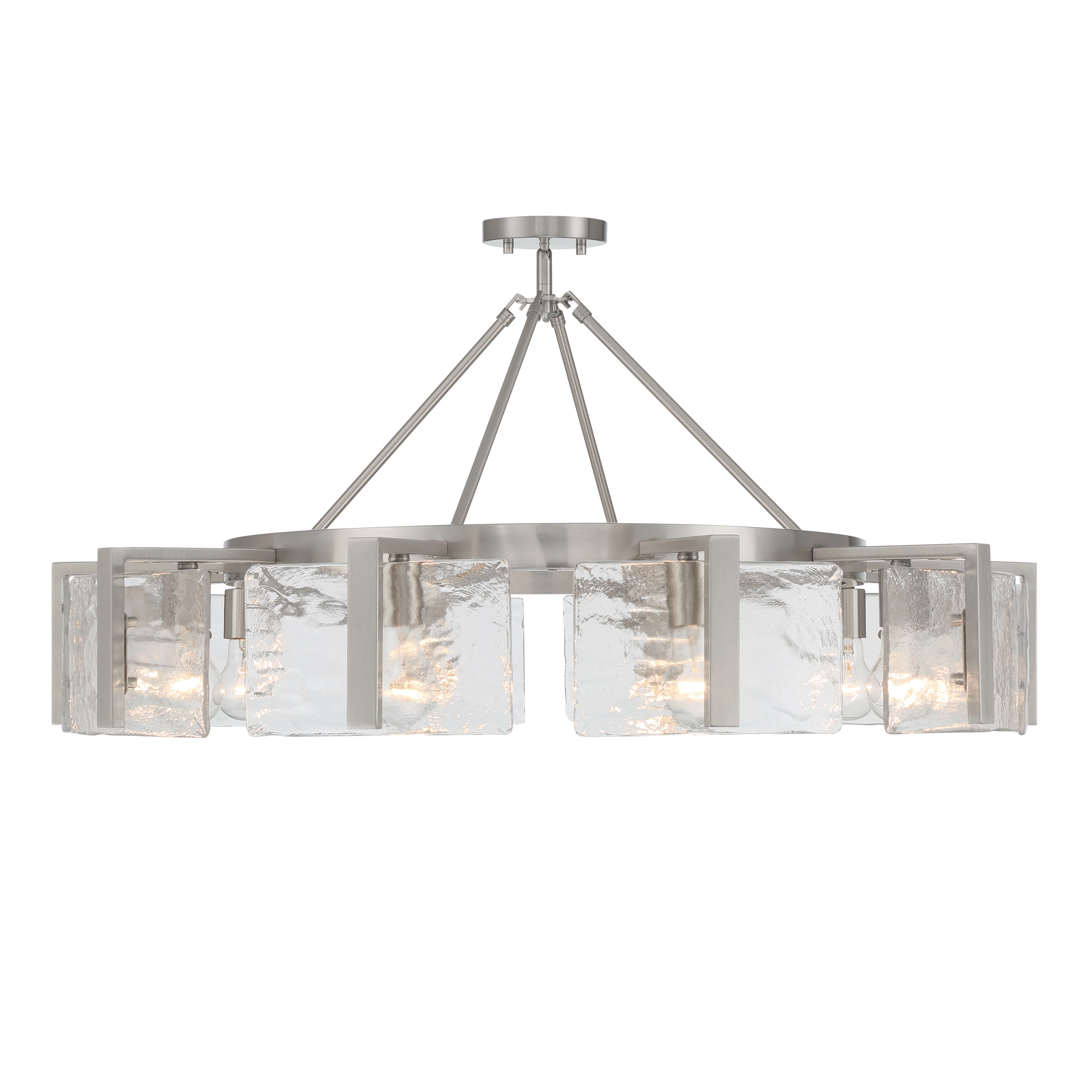 Aenon 10-light Semi-Flush Mount in Pewter with Hammered Water Glass - Image 7