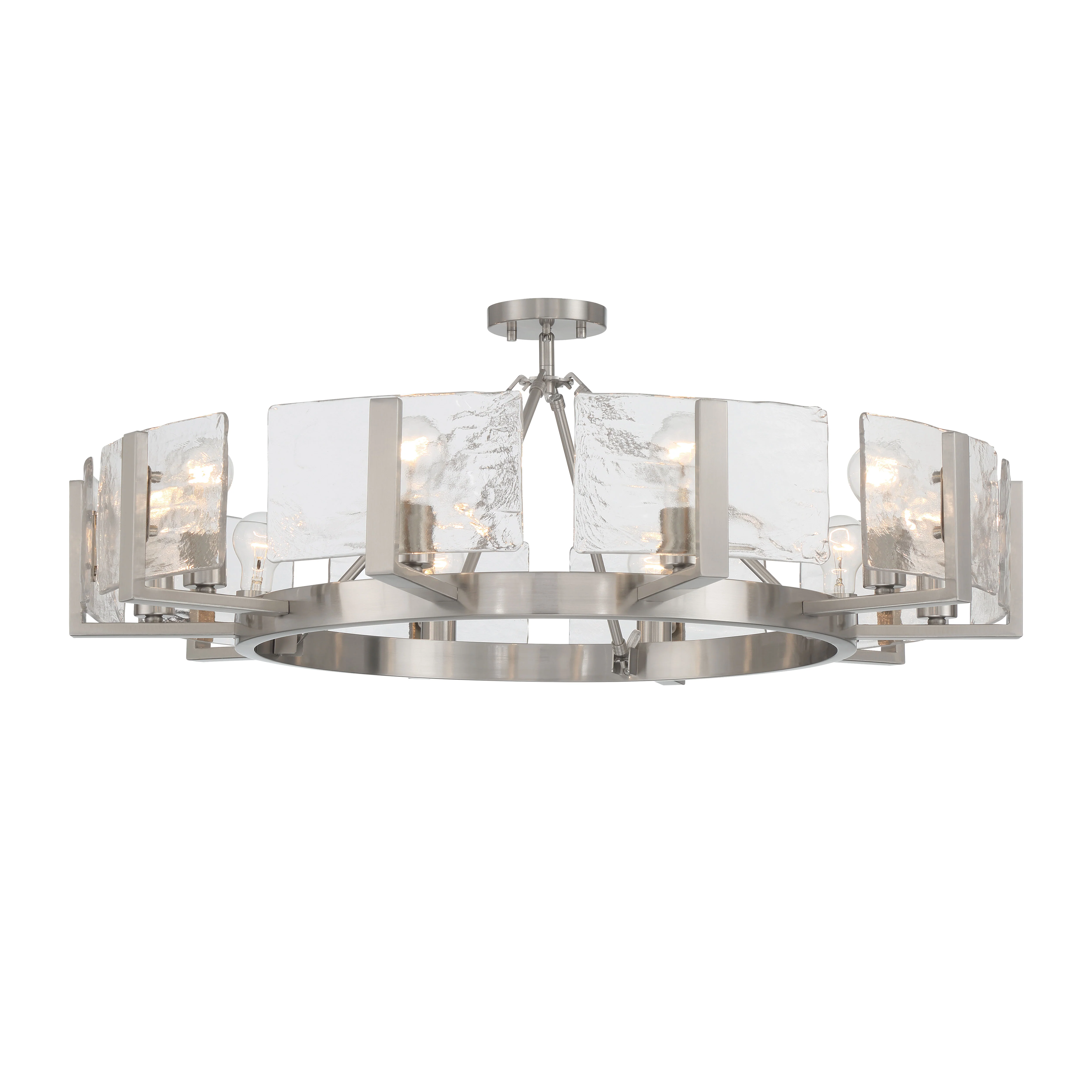 Aenon 10-light Semi-Flush Mount in Pewter with Hammered Water Glass - Image 8