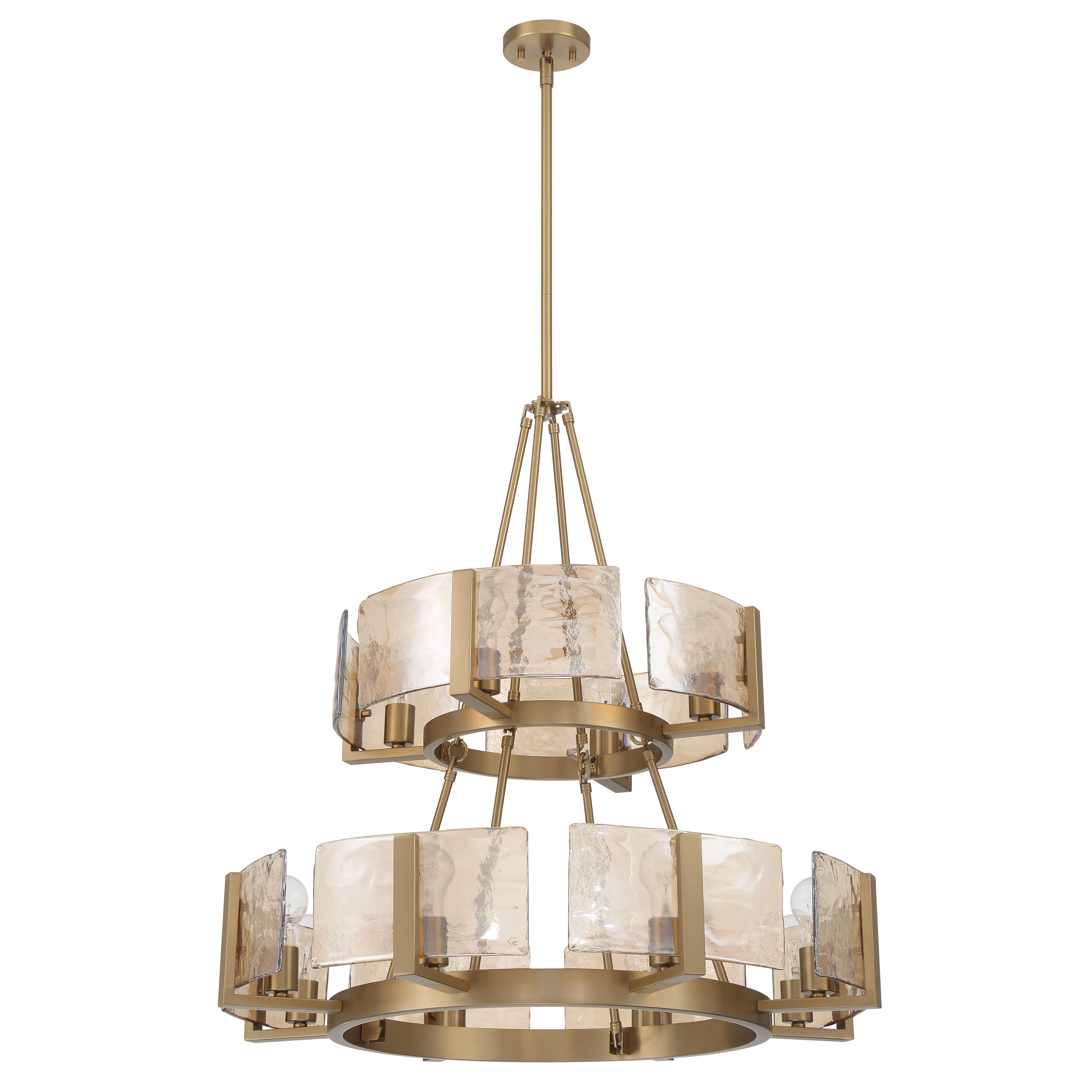 Aenon 12-light 2-tier Chandelier (4+8) in Brushed Champagne Brass with Amber Water Glass - Image 3