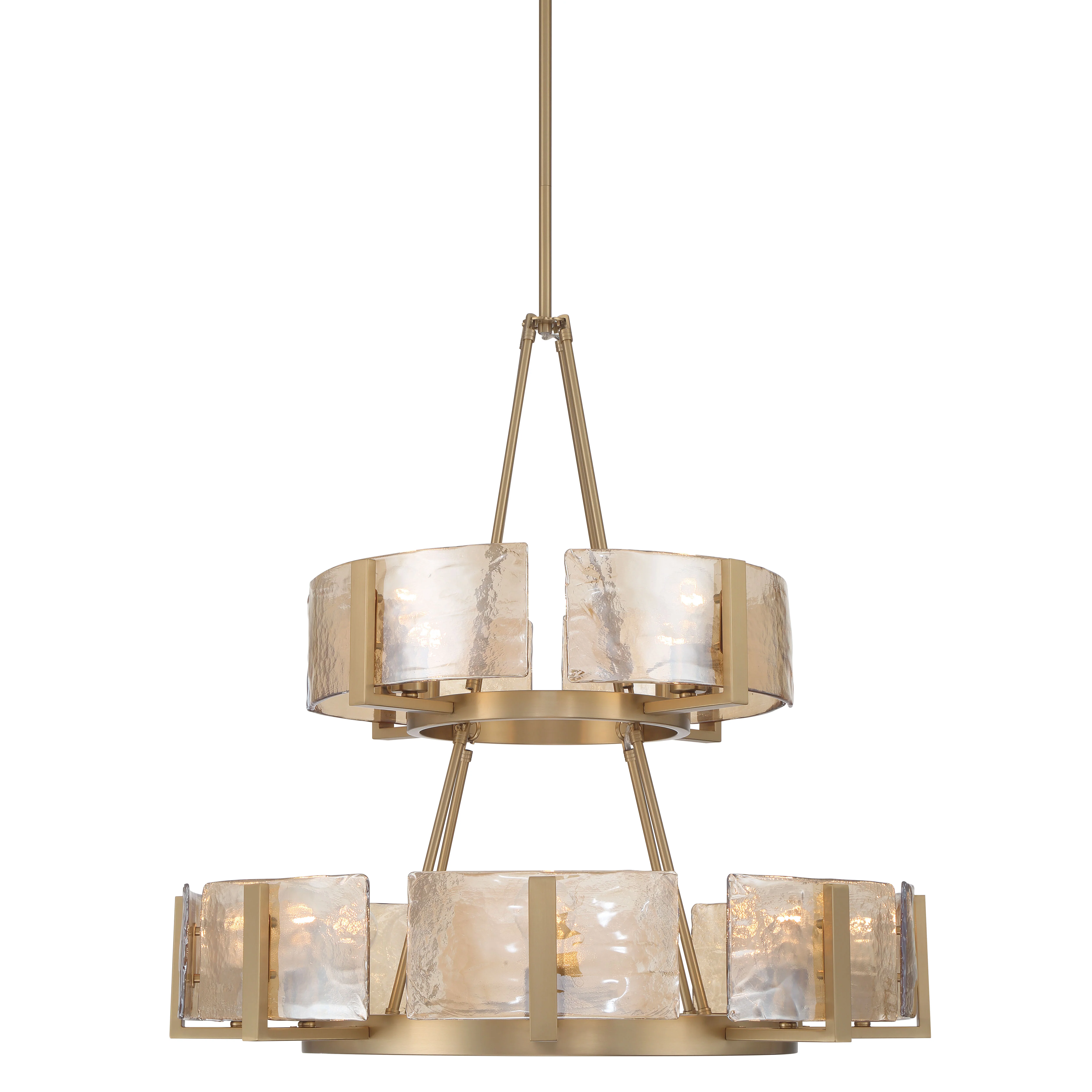 Aenon 12-light 2-tier Chandelier (4+8) in Brushed Champagne Brass with Amber Water Glass - Image 4