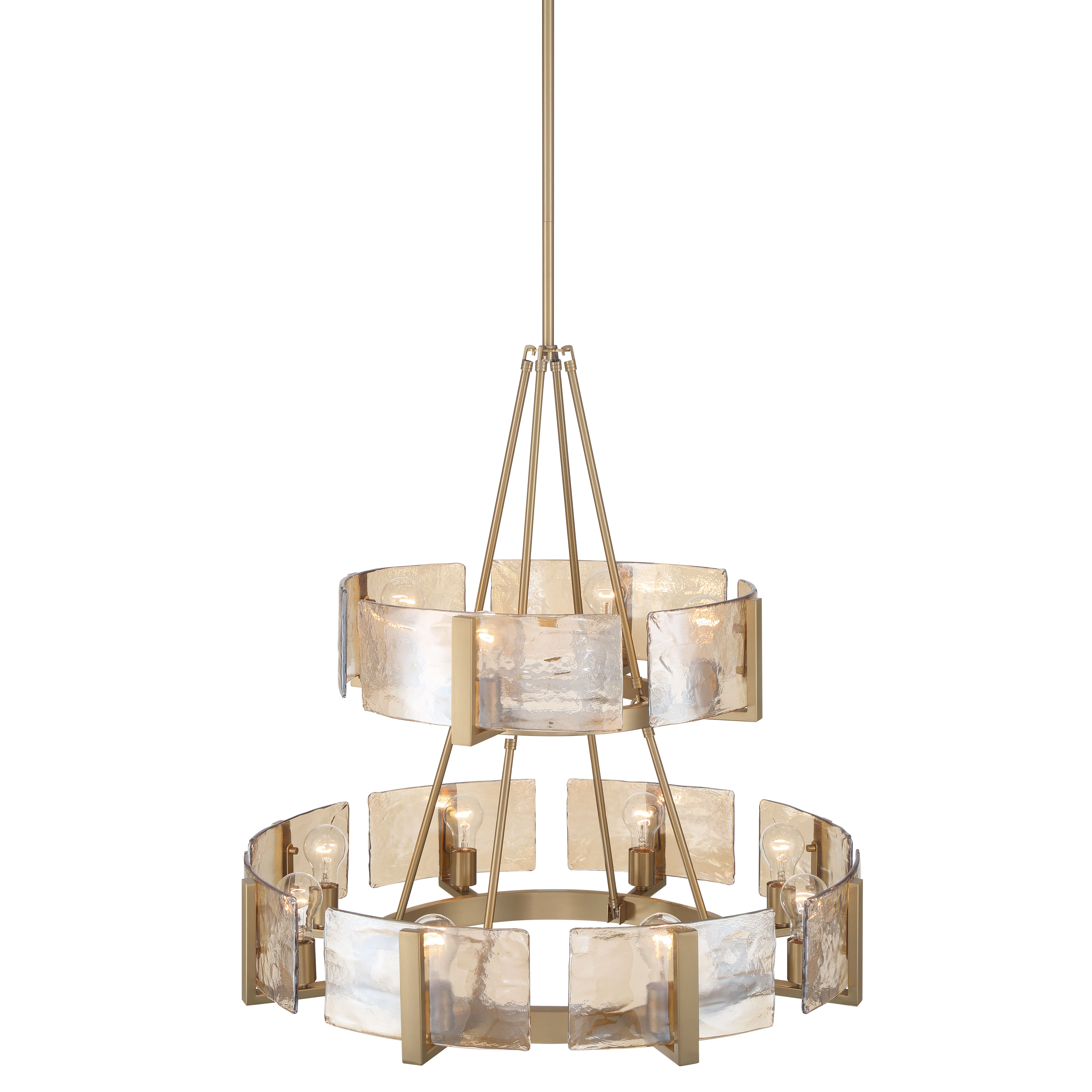 Aenon 12-light 2-tier Chandelier (4+8) in Brushed Champagne Brass with Amber Water Glass - Image 5