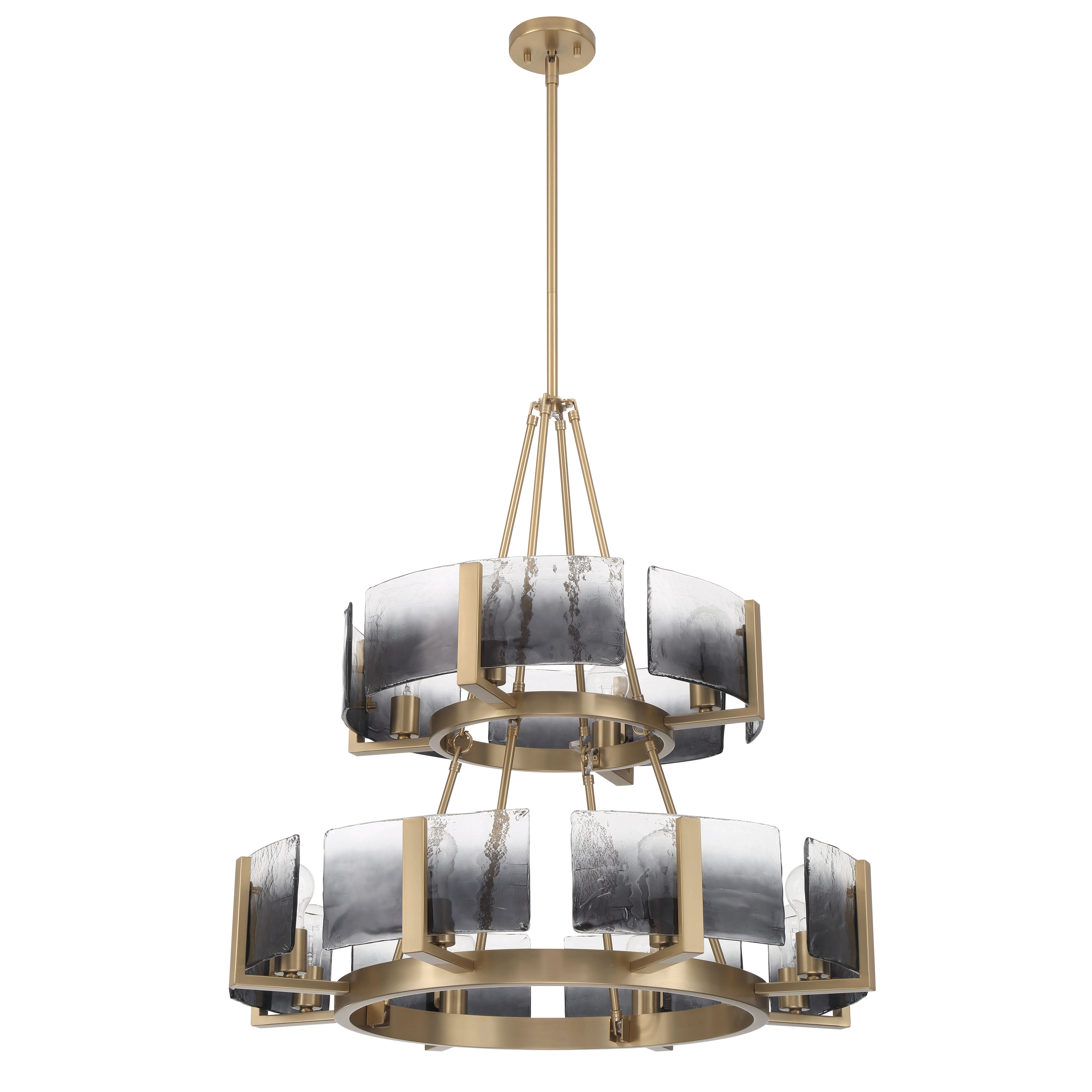 Aenon 12-light 2-tier Chandelier (4+8) in Brushed Champagne Brass with Smokey Water Glass - Image 2