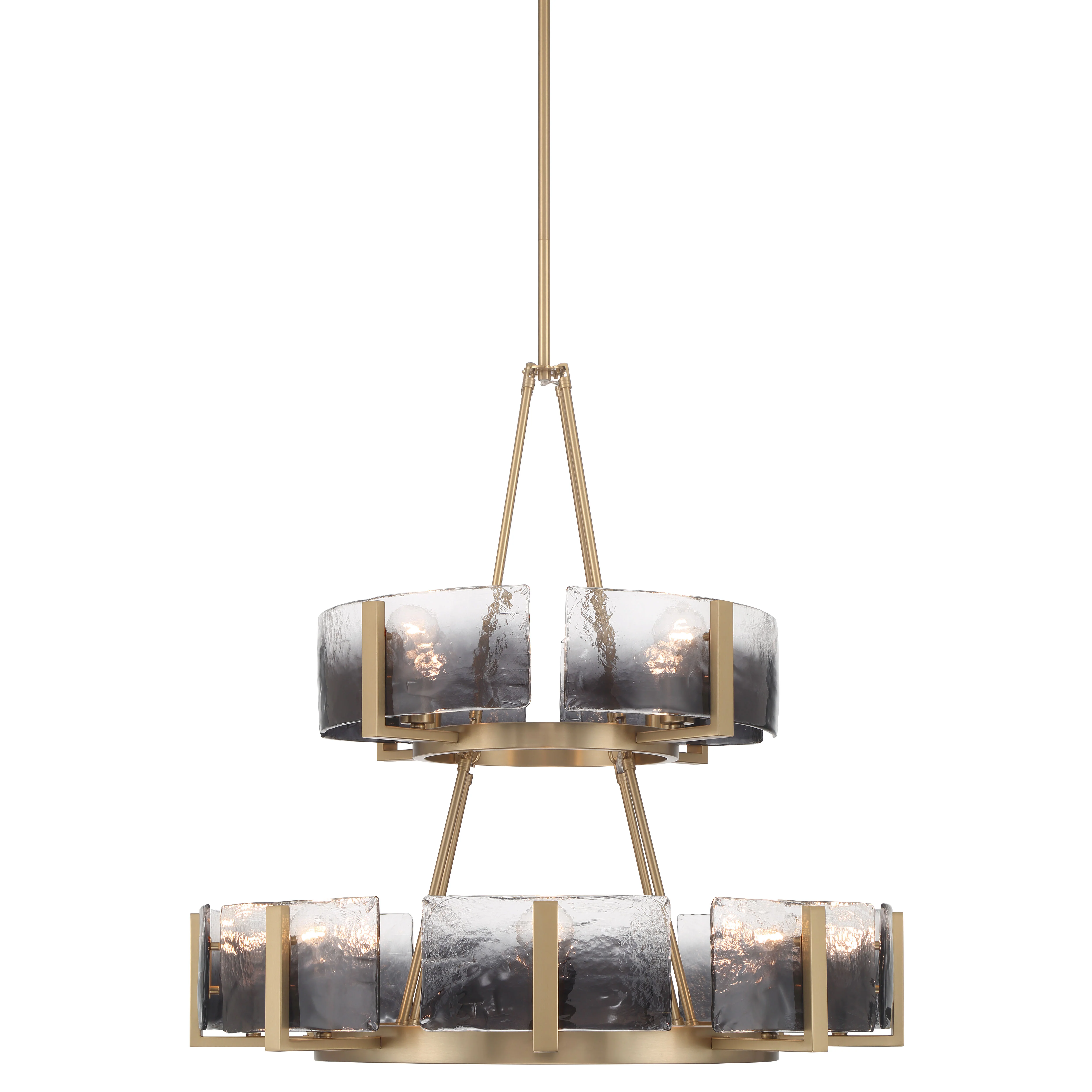 Aenon 12-light 2-tier Chandelier (4+8) in Brushed Champagne Brass with Smokey Water Glass - Image 3