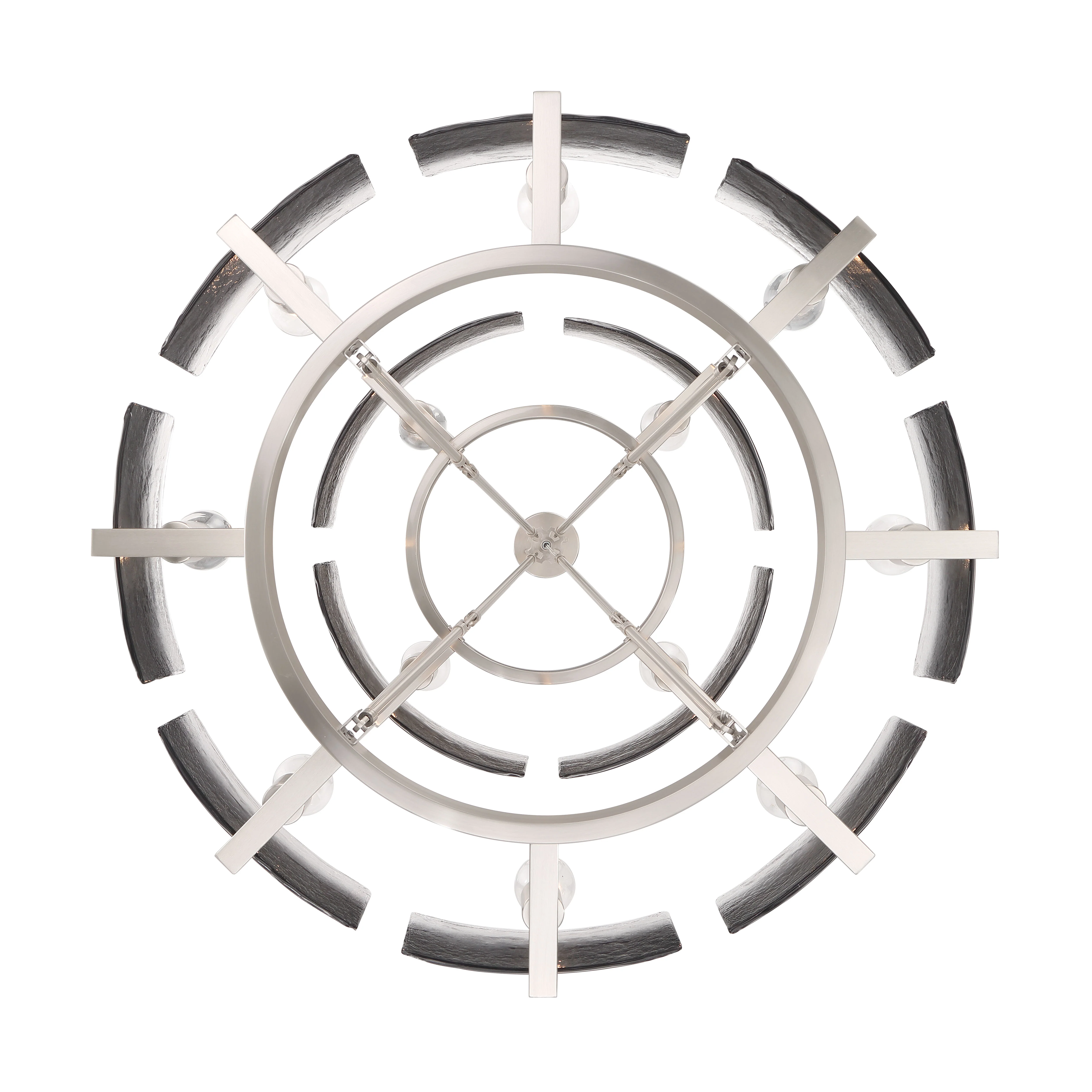 Aenon 12-light 2-tier Chandelier (4+8) in Pewter with Smokey Water Glass - Image 6