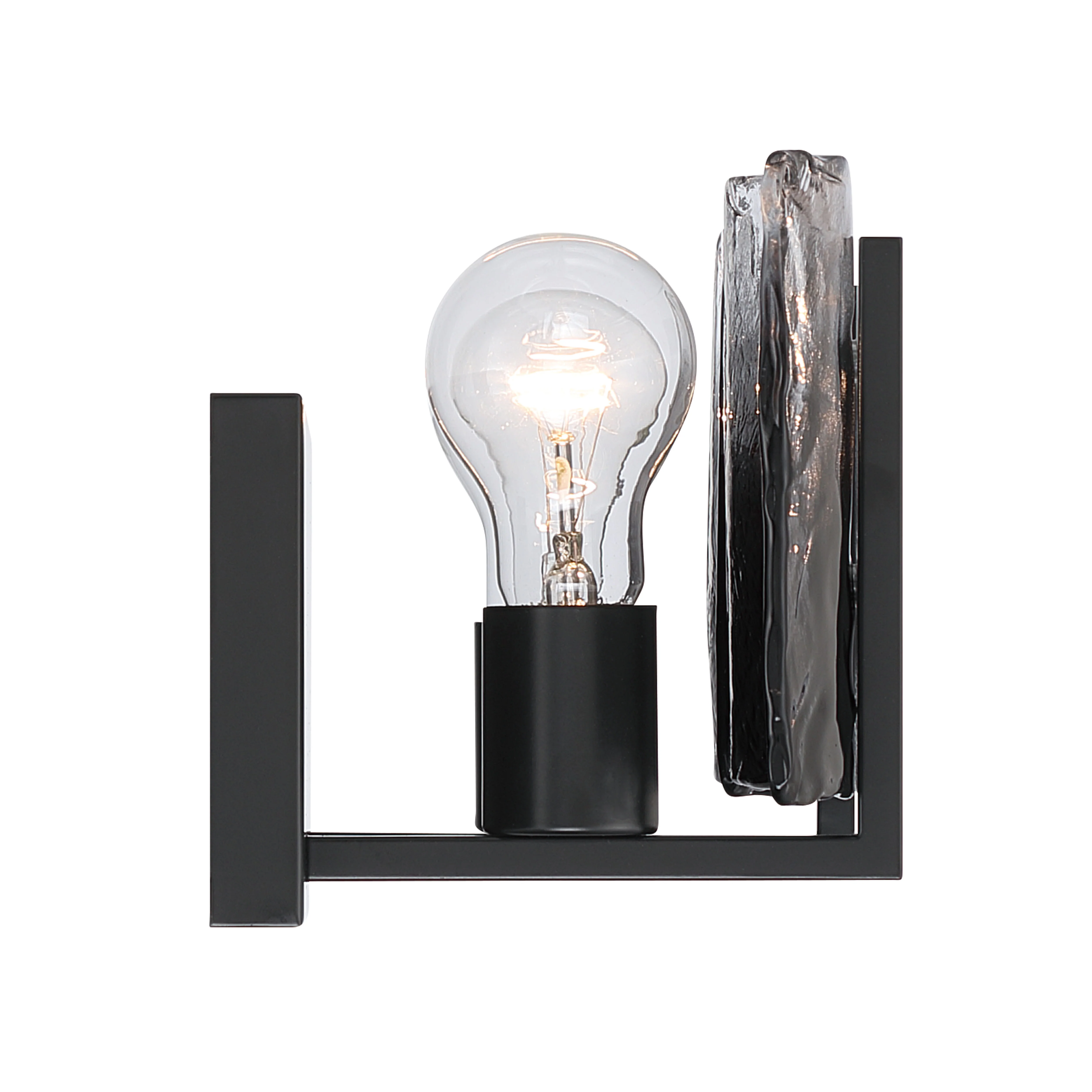Aenon 2-light Vanity in Matte Black with Smokey Water Glass - Image 4