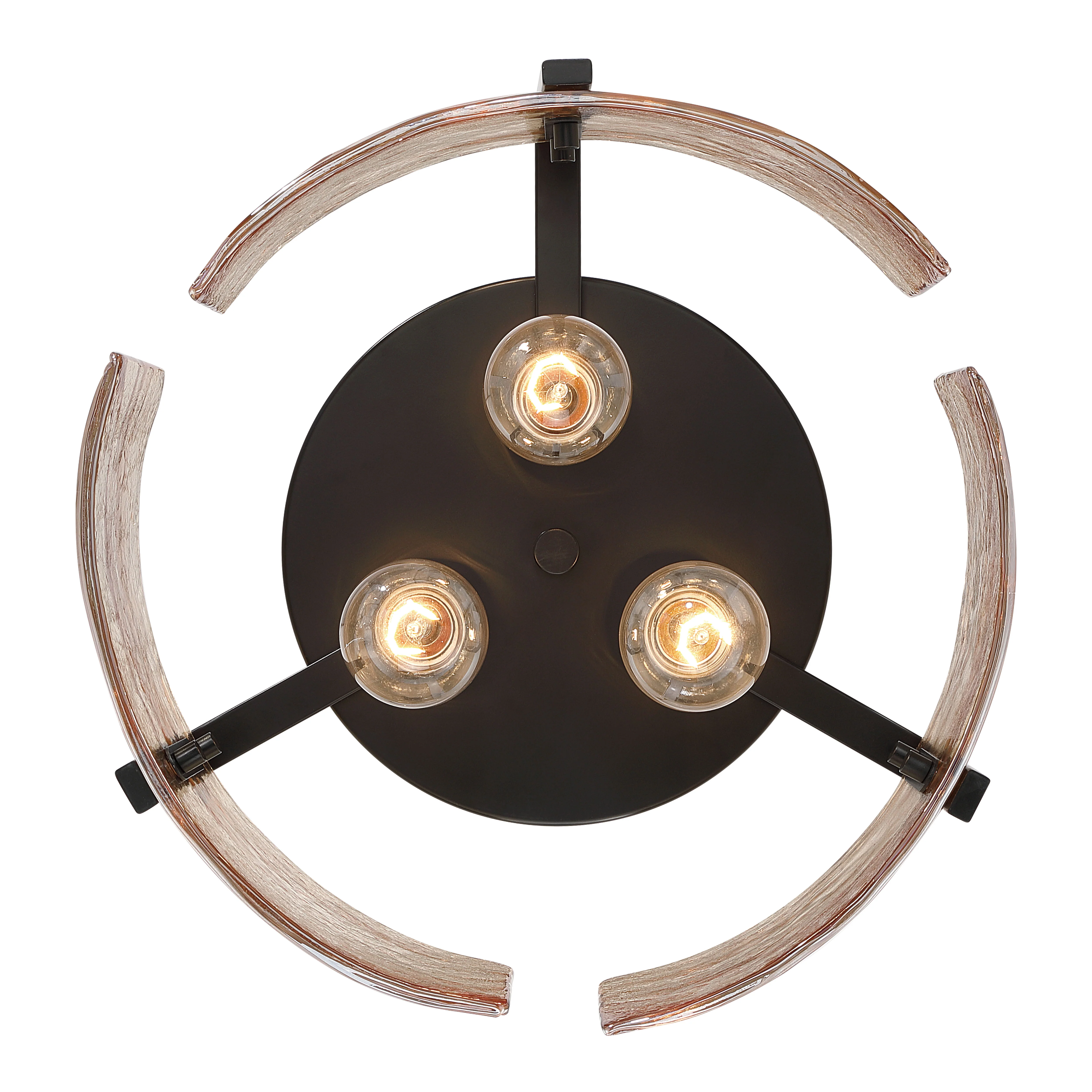 Aenon 3-light Flush Mount in Matte Black with Amber Water Glass - Image 6