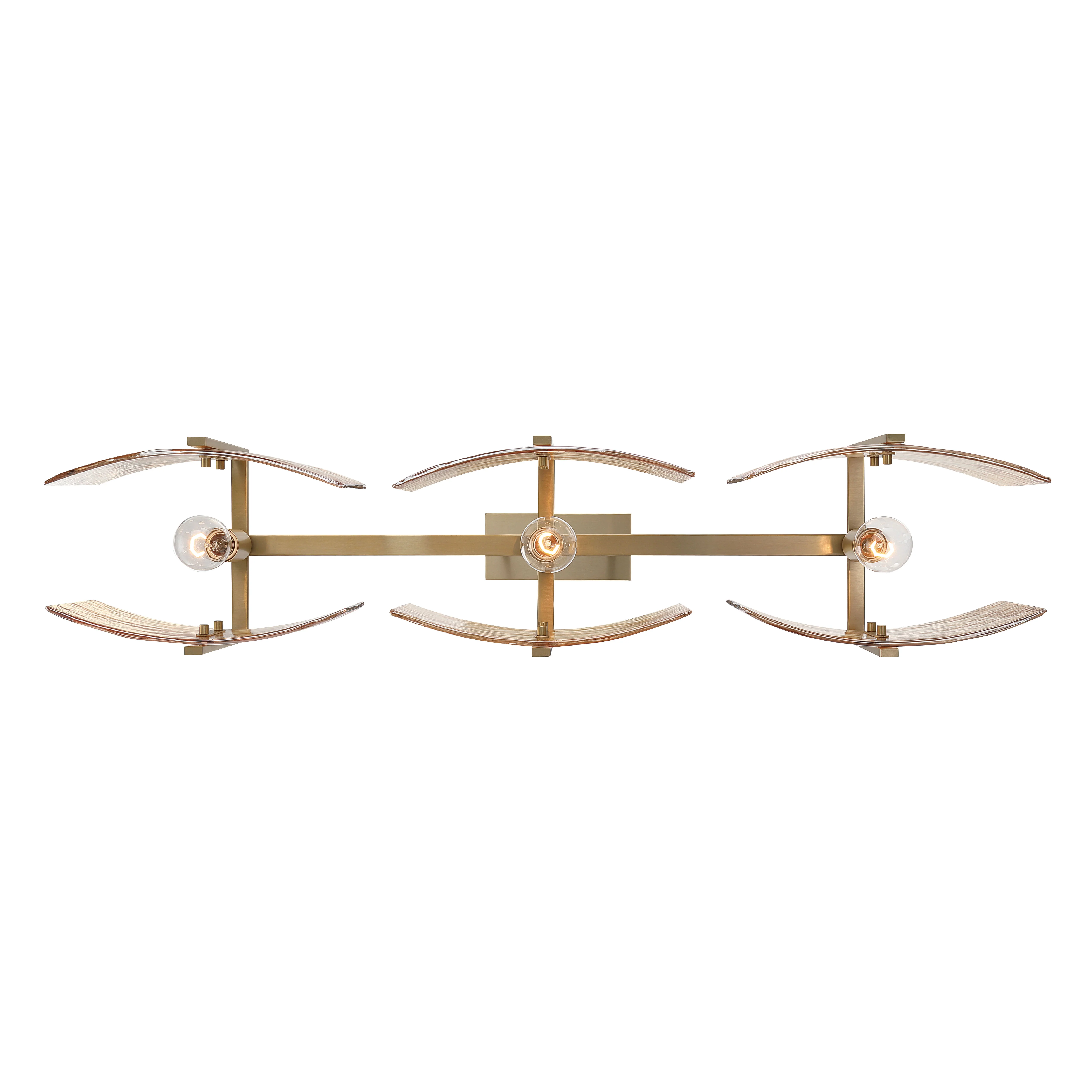 Aenon 3-light Island Light in Brushed Champagne Brass with Amber Water Glass - Image 7