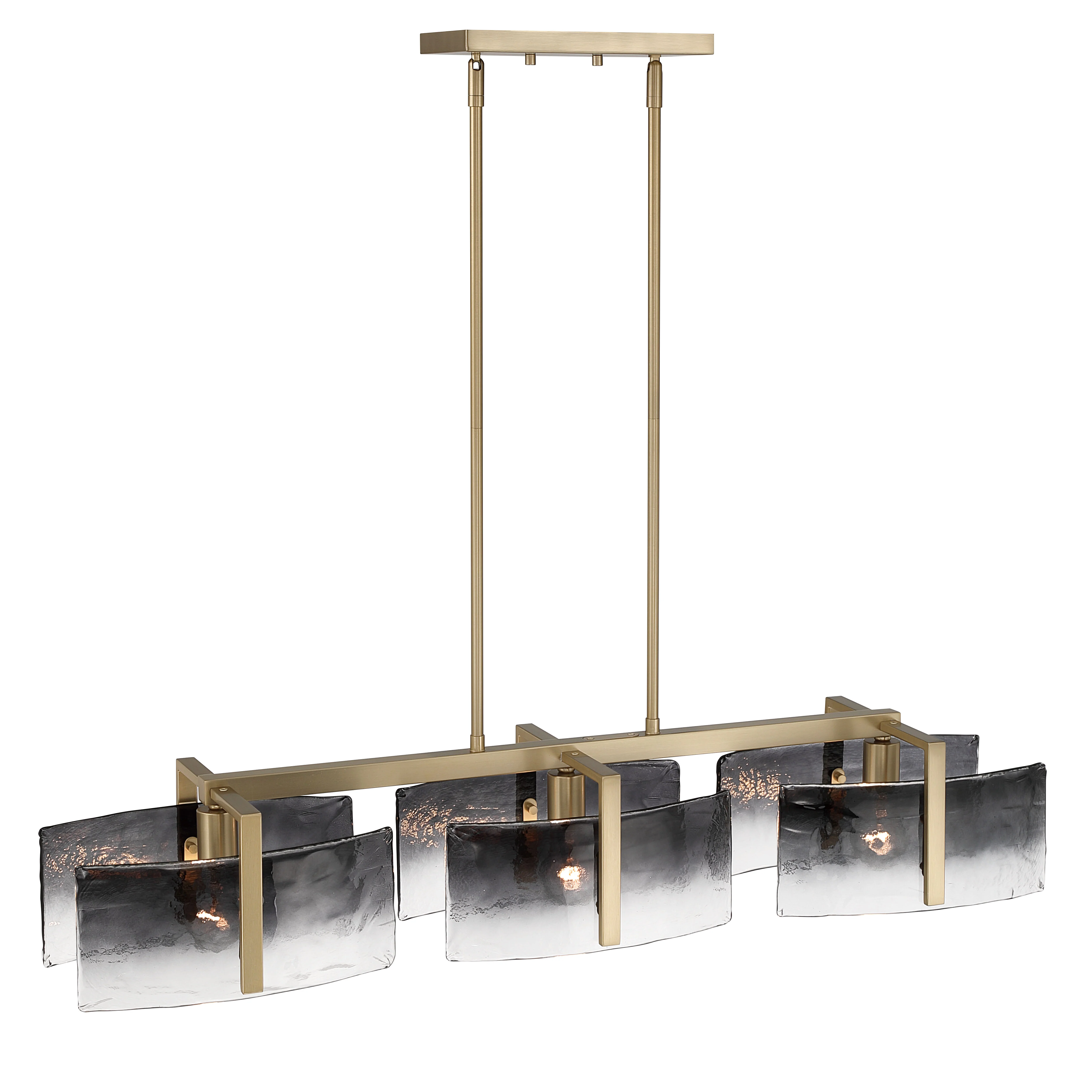 Aenon 3-light Island Light in Brushed Champagne Brass with Smokey Water Glass - Image 4
