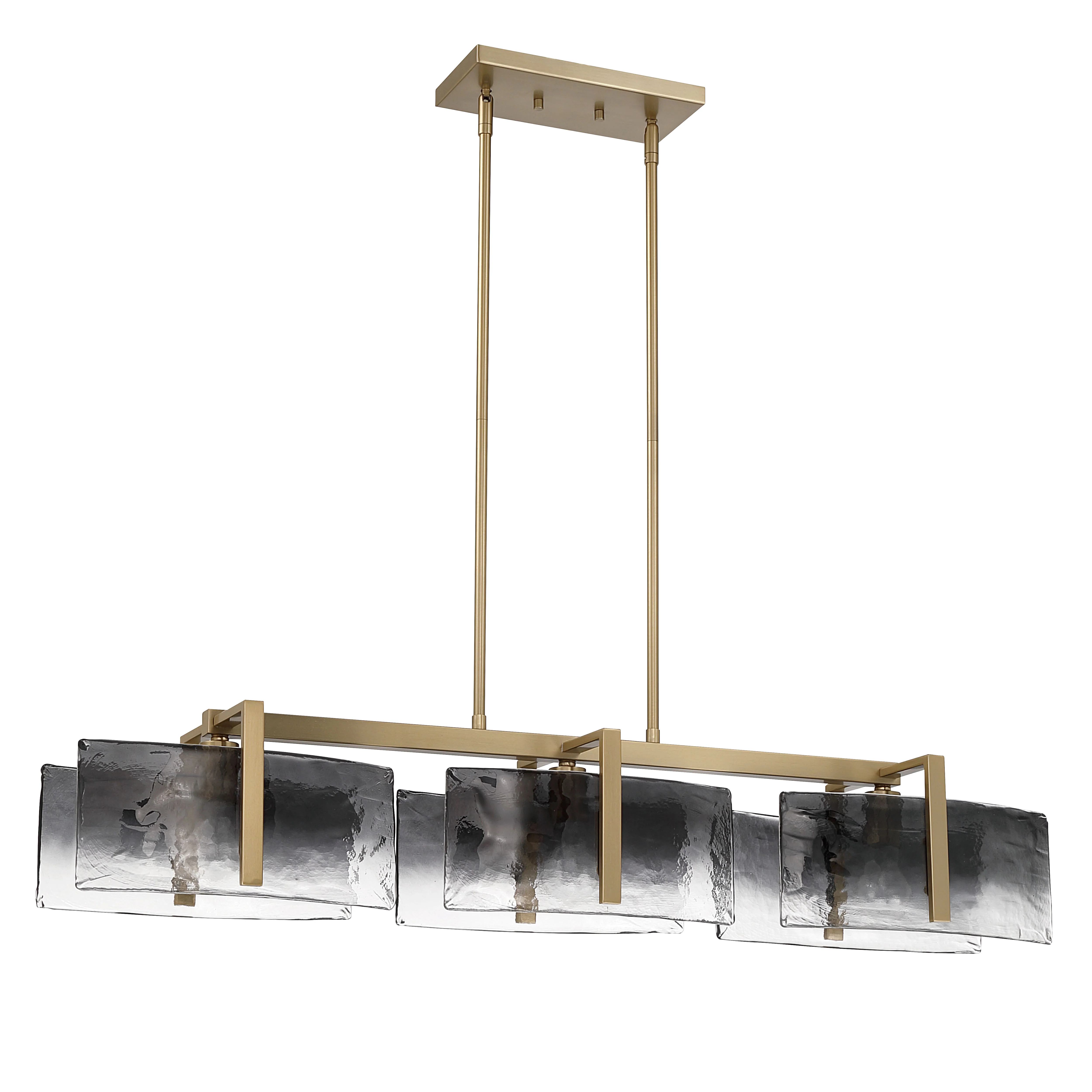 Aenon 3-light Island Light in Brushed Champagne Brass with Smokey Water Glass - Image 5