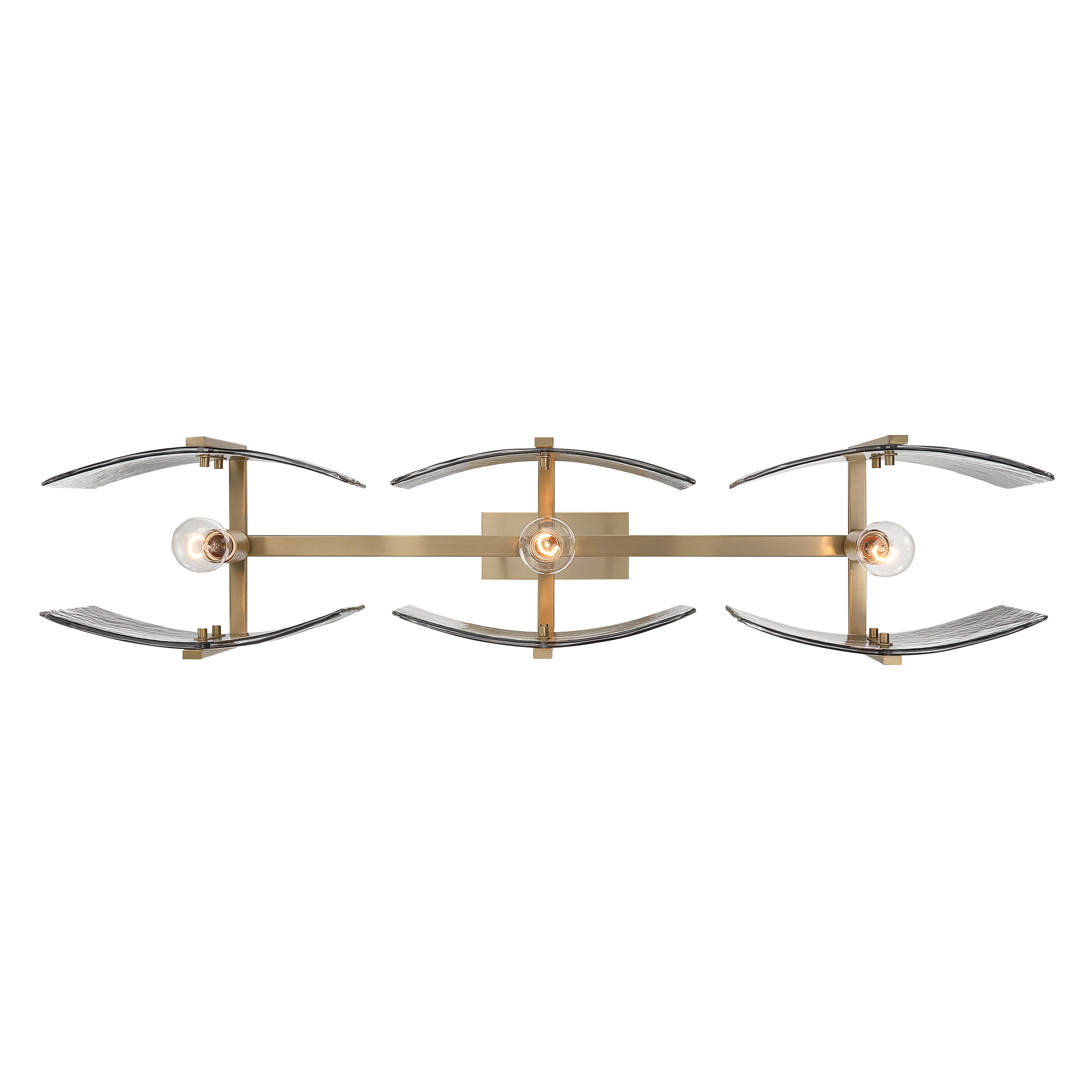 Aenon 3-light Island Light in Brushed Champagne Brass with Smokey Water Glass - Image 8