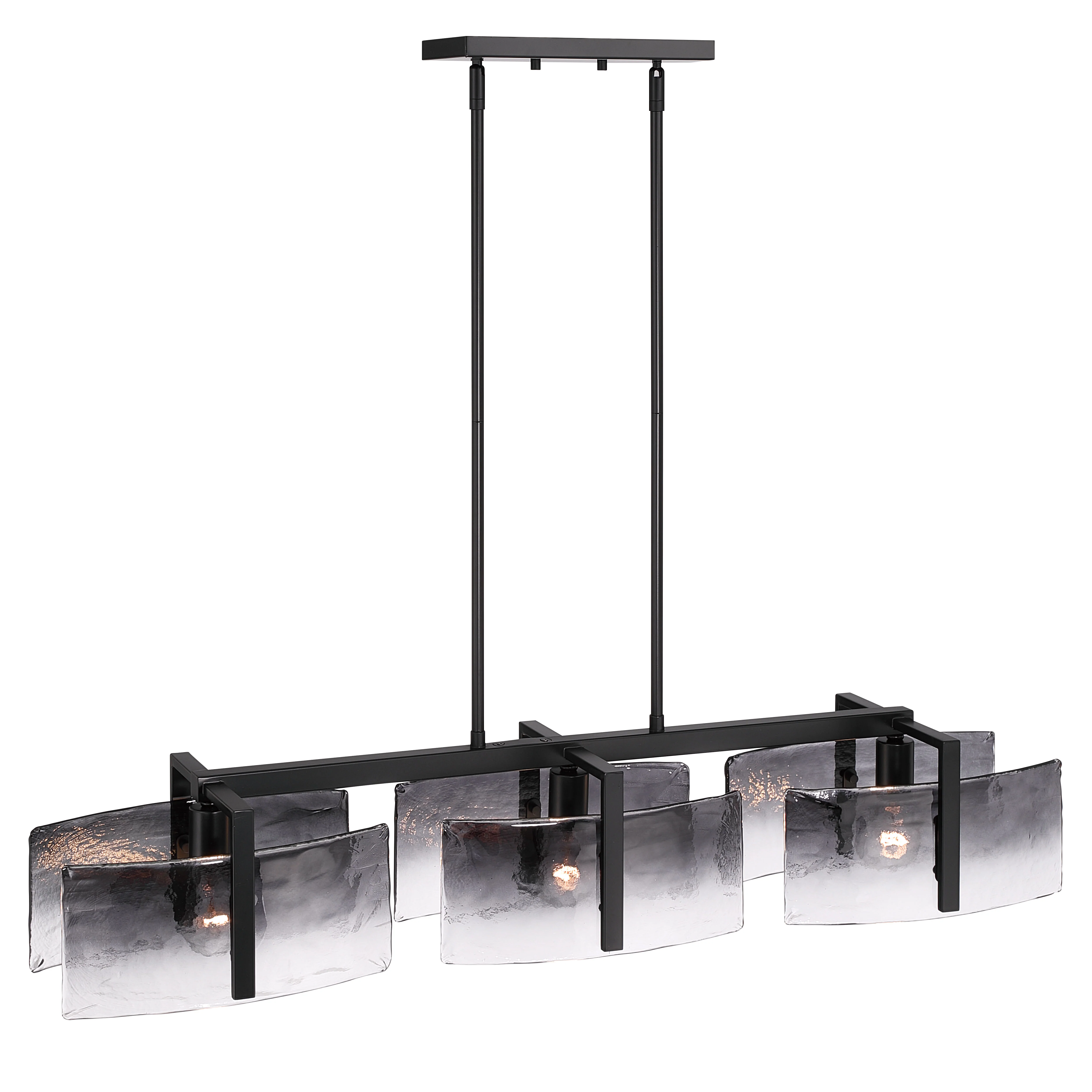 Aenon 3-light Island Light in Matte Black with Smokey Water Glass - Image 5