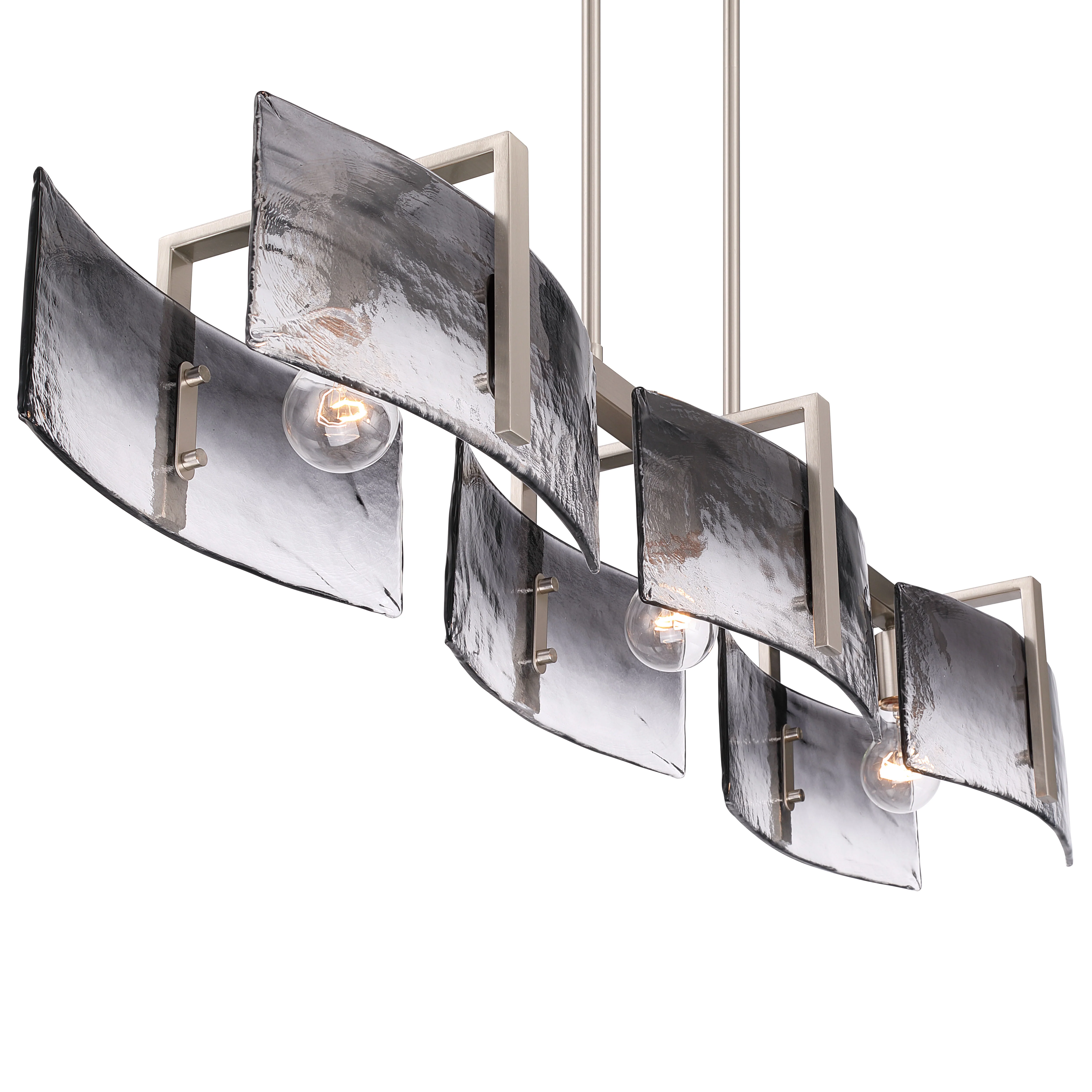 Aenon 3-light Island Light in Pewter with Smokey Water Glass - Image 8