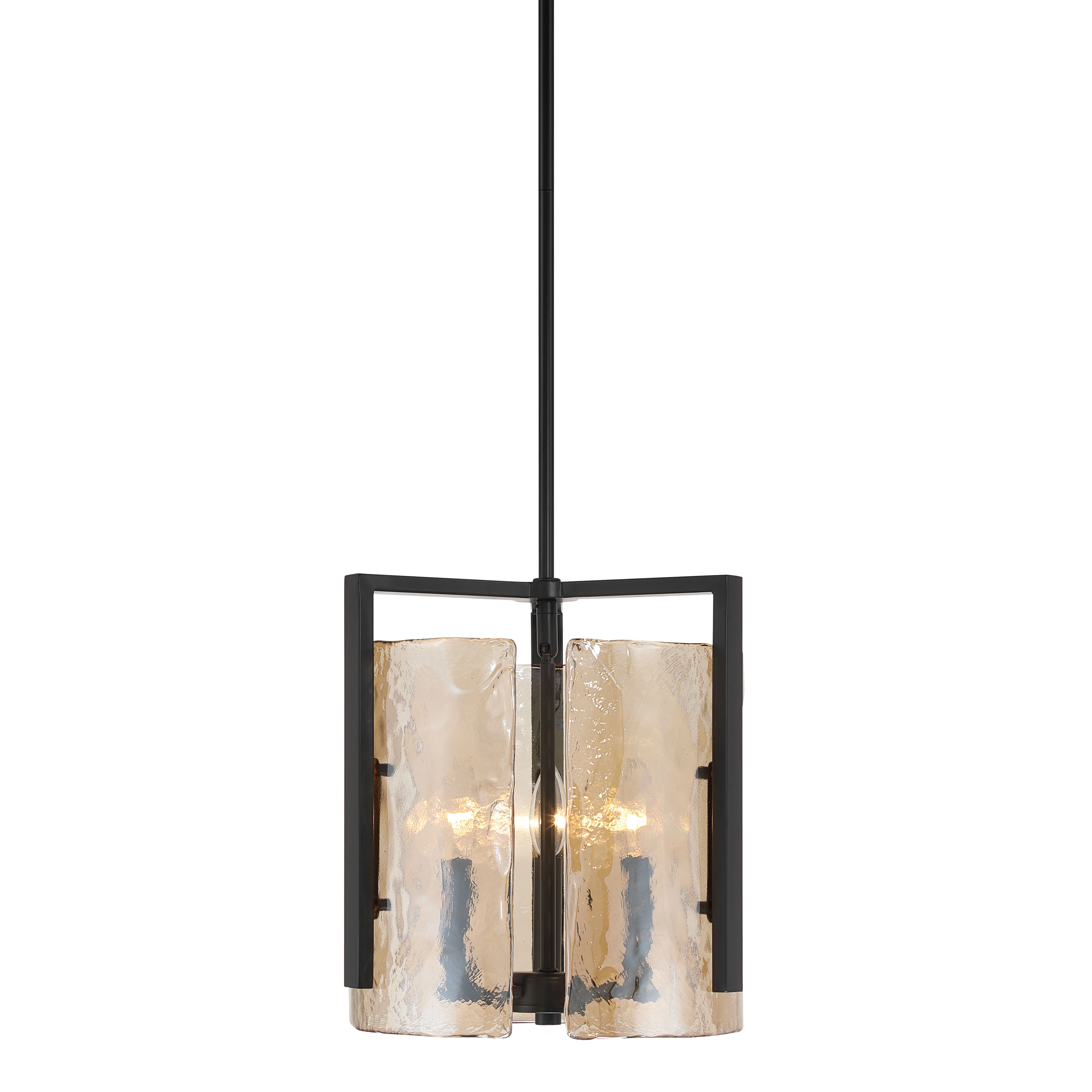 Aenon 3-light Pendant in Matte Black with Amber Water Glass - Image 3