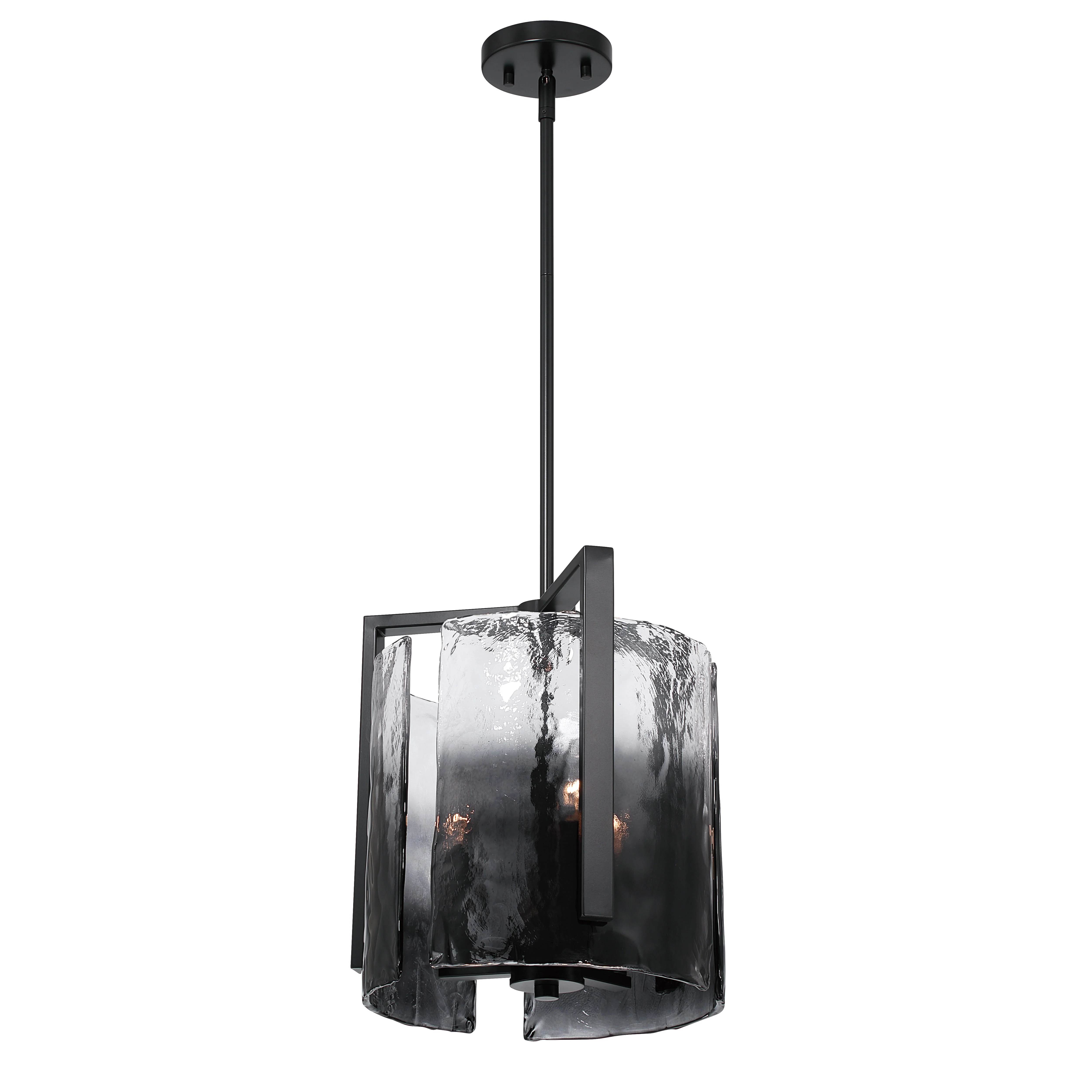 Aenon 3-light Pendant in Matte Black with Smokey Water Glass - Image 6