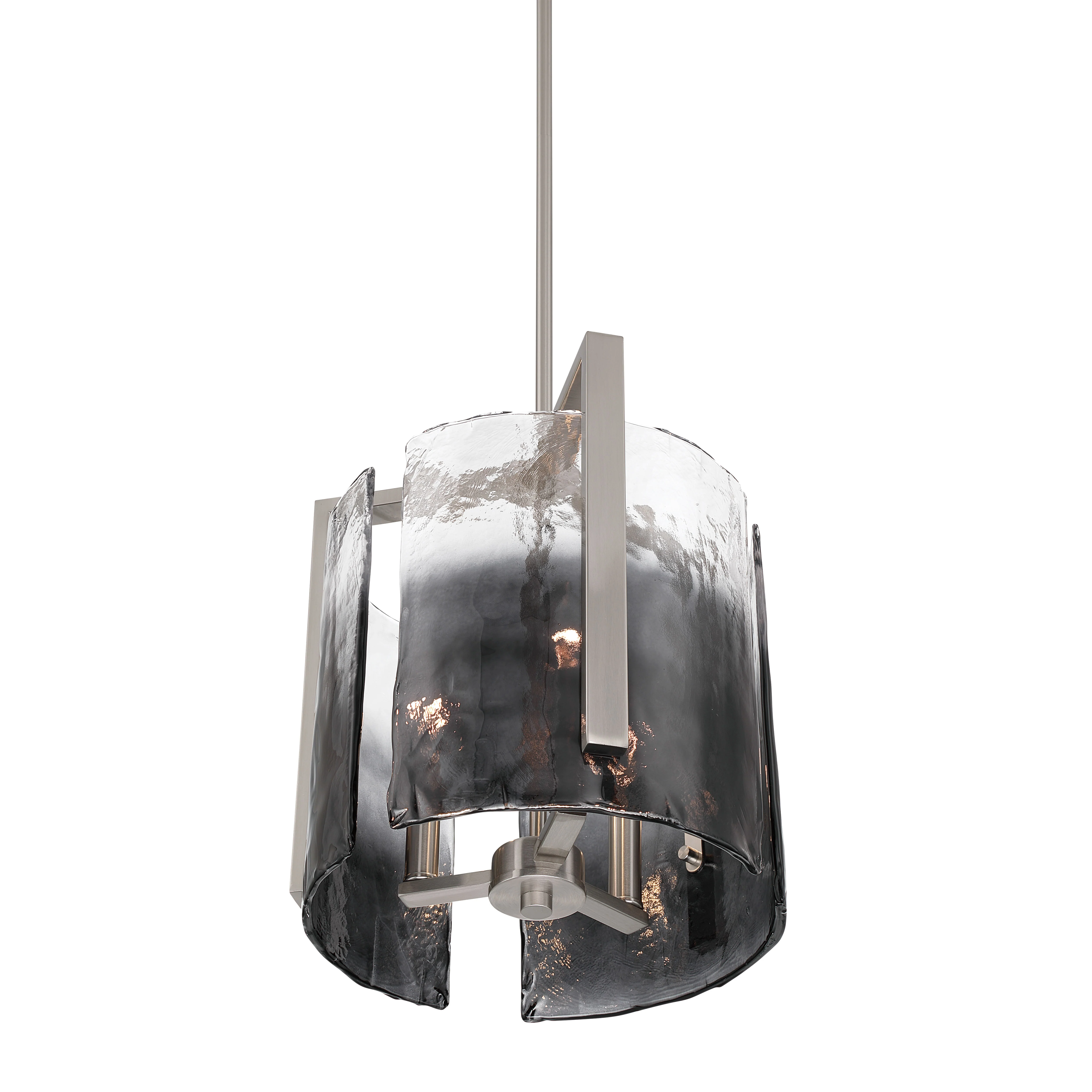 Aenon 3-light Pendant in Pewter with Smokey Water Glass - Image 4