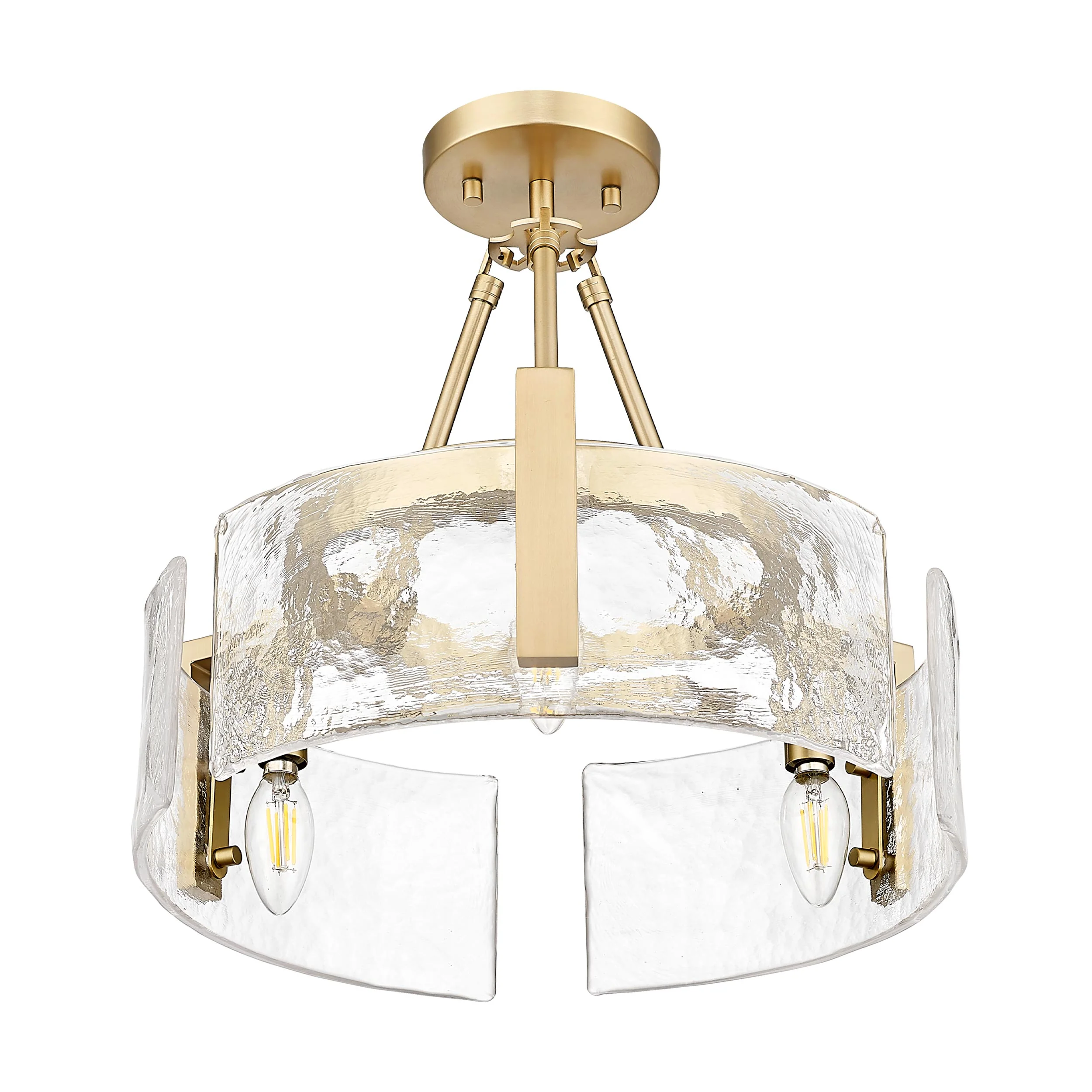 Aenon 3-light Semi-Flush Mount in Brushed Champagne Brass - Image 4