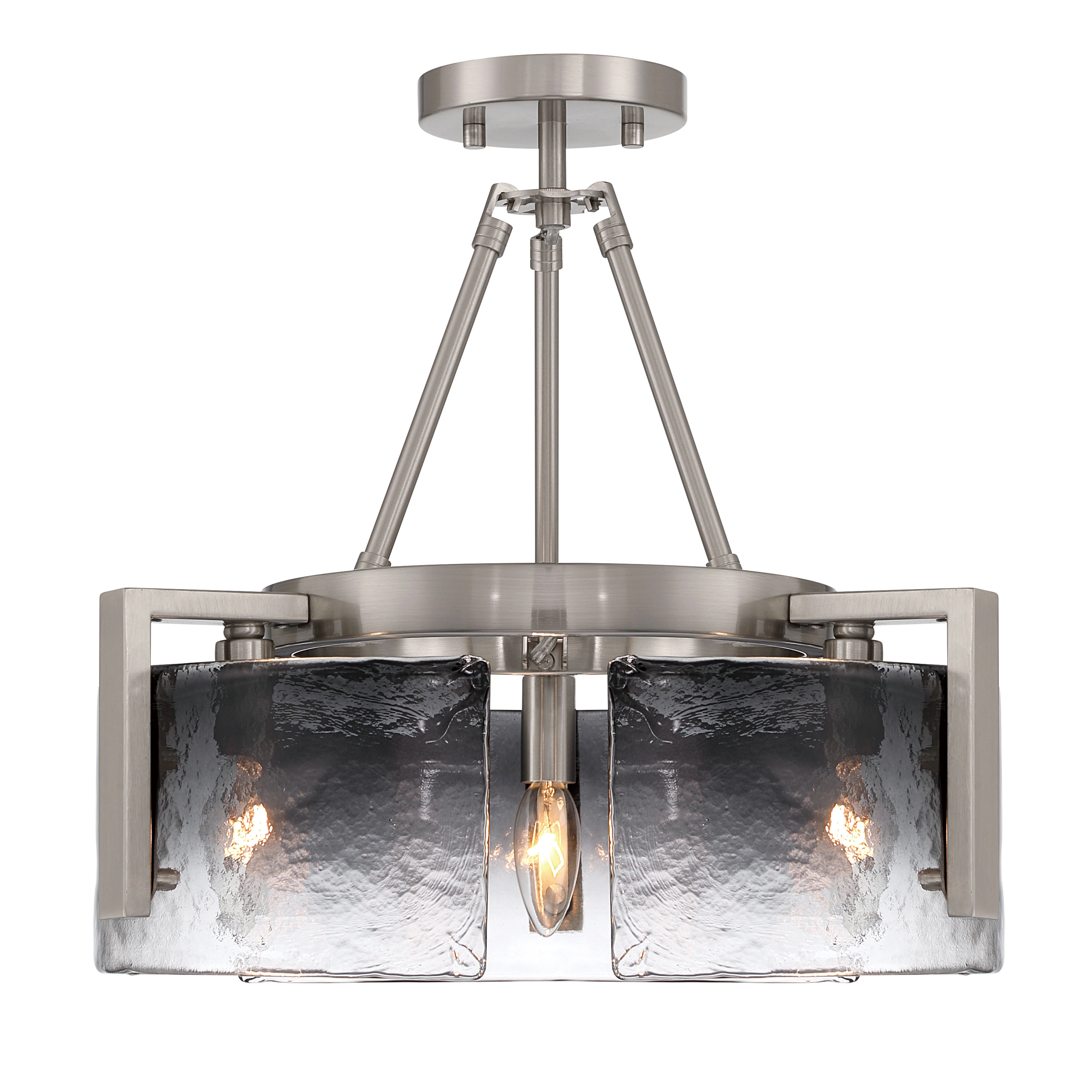 Aenon 3-light Semi-Flush Mount in Pewter with Smokey Water Glass - Image 3