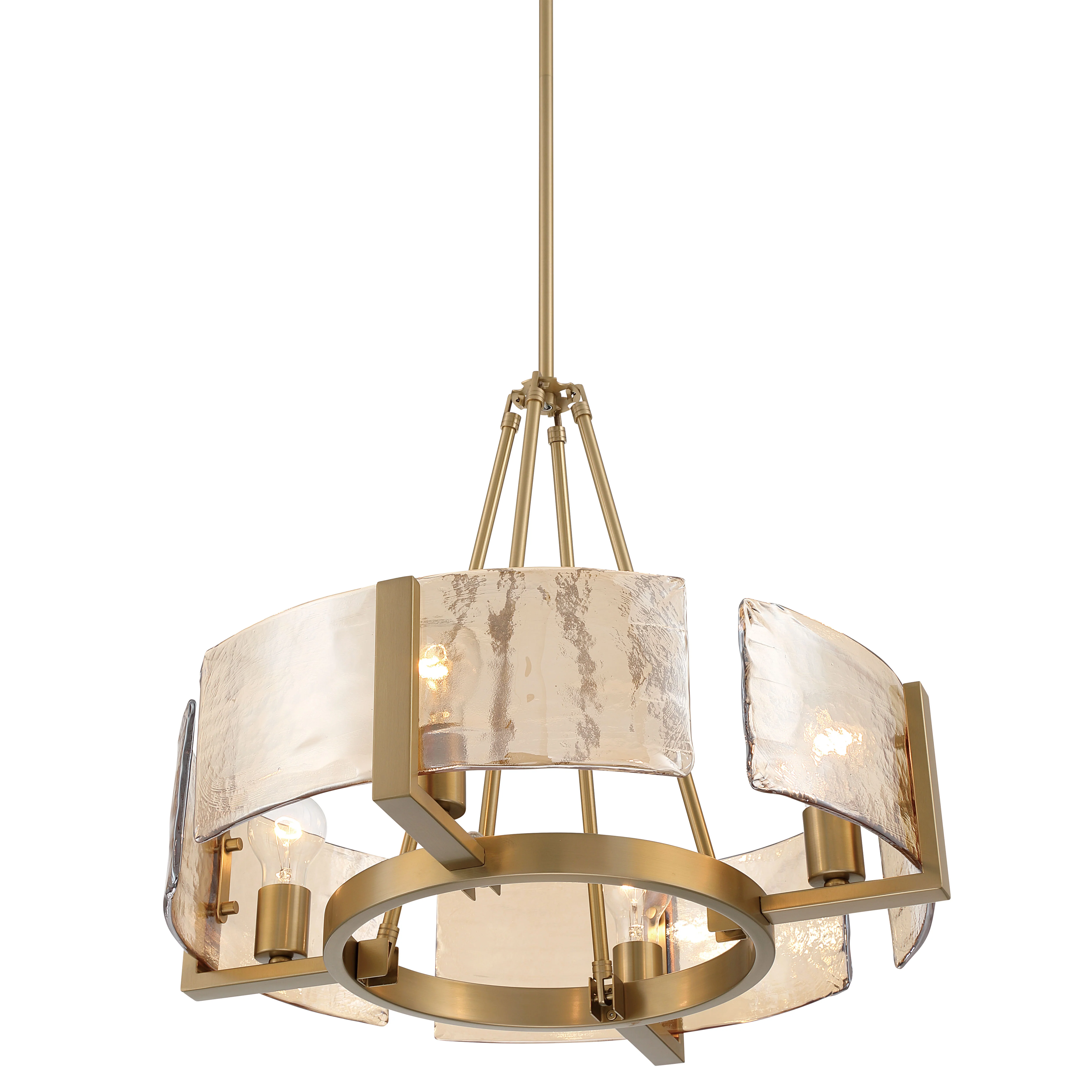 Aenon 4-Light Chandelier in Brushed Champagne Brass with Amber Water Glass