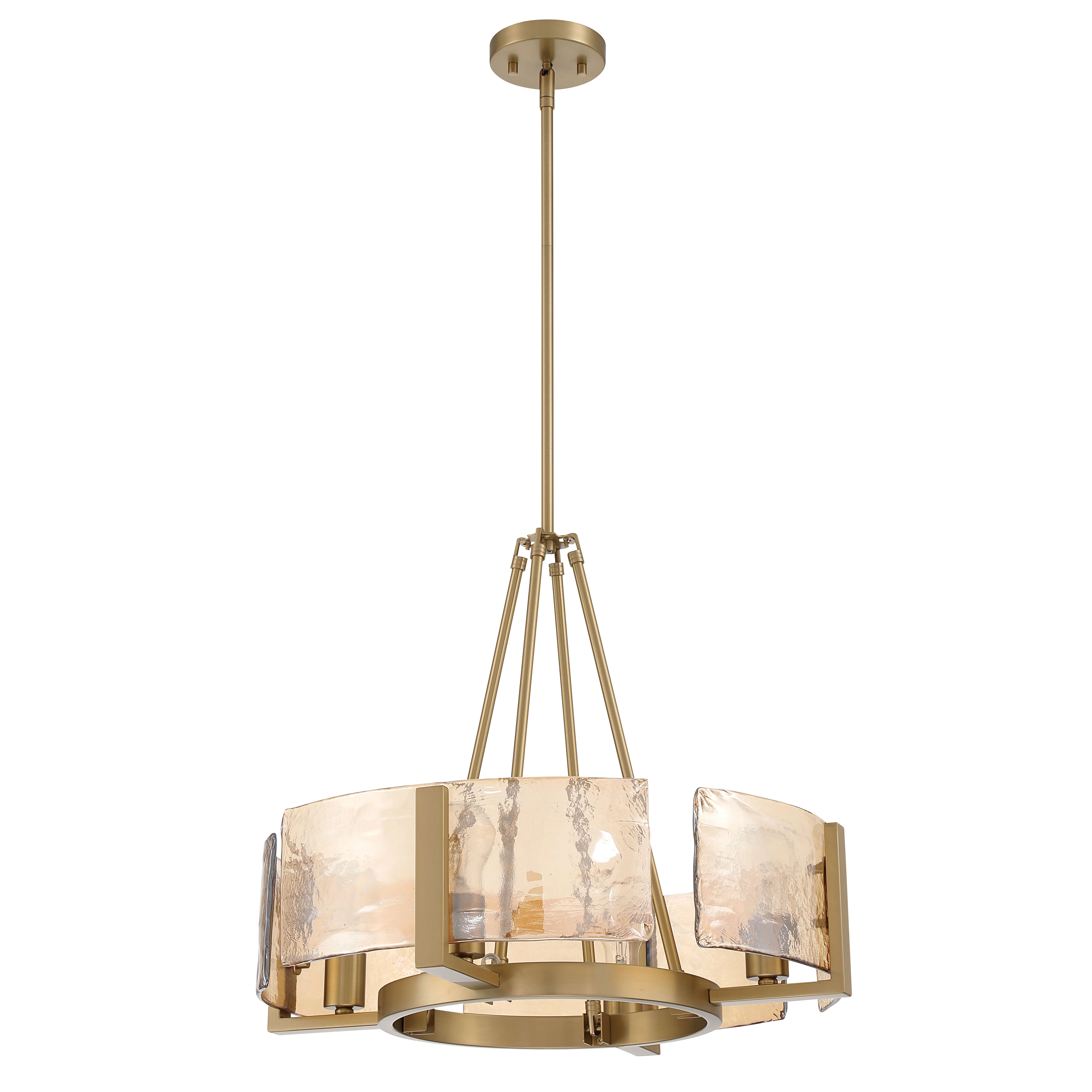 Aenon 4-Light Chandelier in Brushed Champagne Brass with Amber Water Glass - Image 4