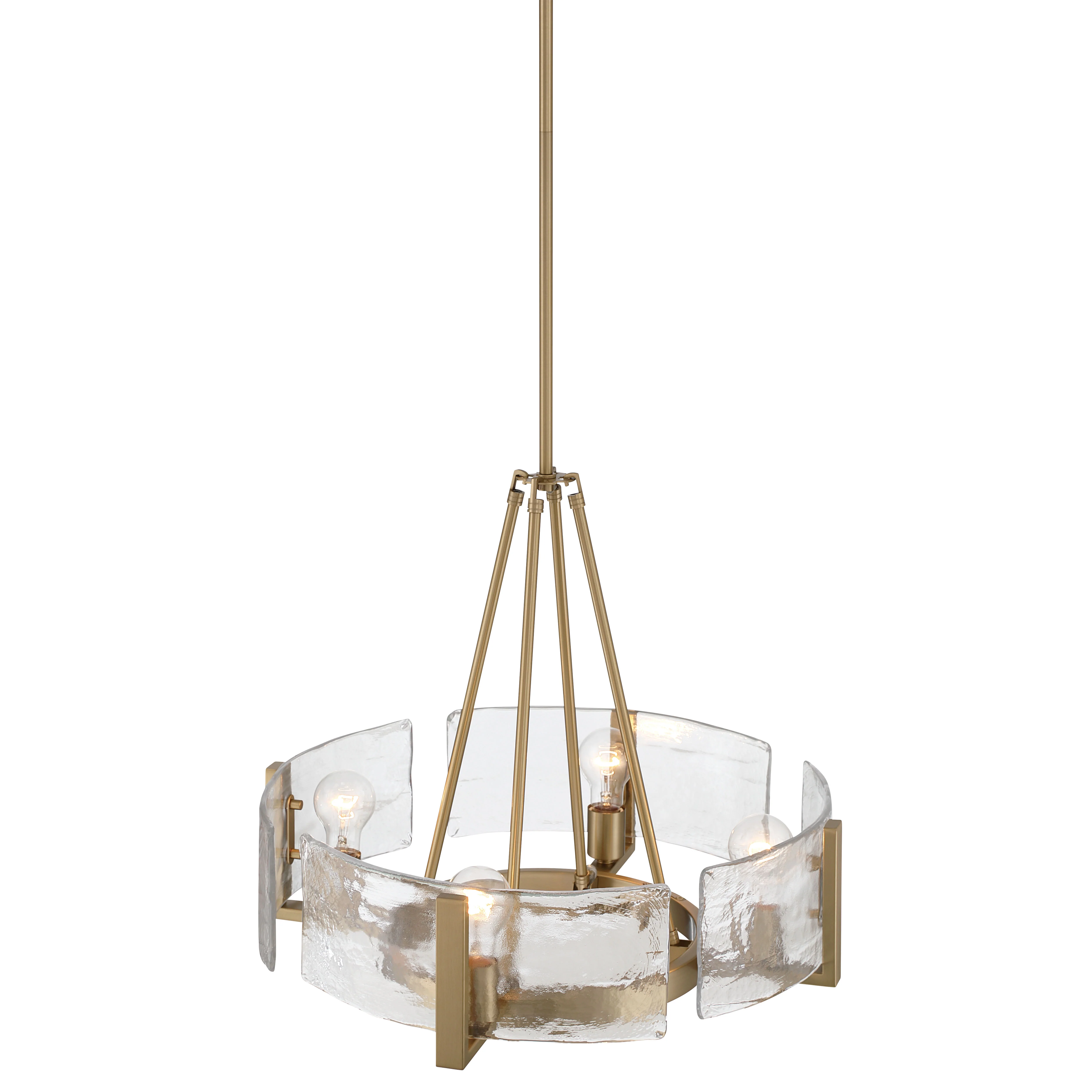 Aenon 4-Light Chandelier in Brushed Champagne Brass with Hammered Water Glass - Image 5