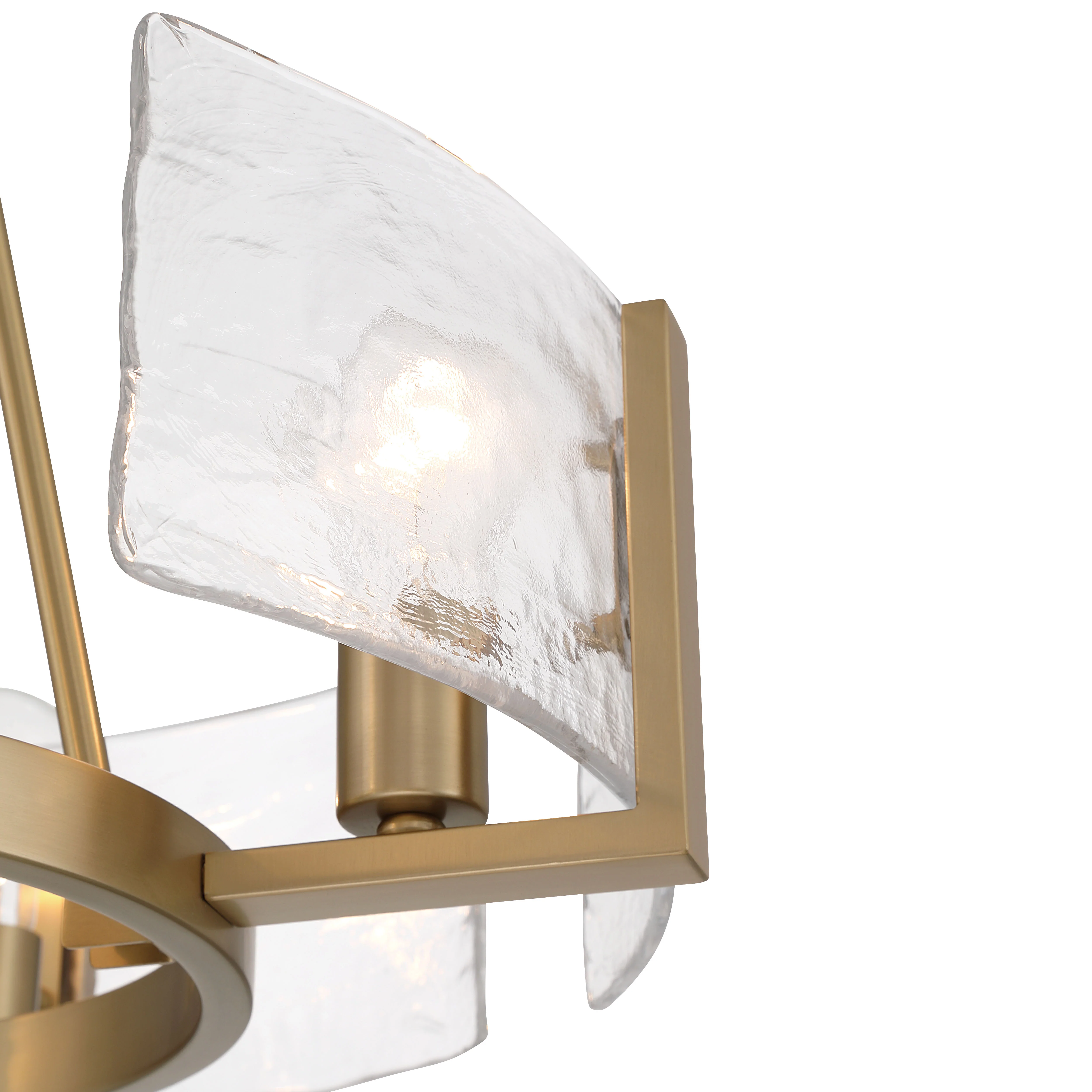 Aenon 4-Light Chandelier in Brushed Champagne Brass with Hammered Water Glass - Image 6