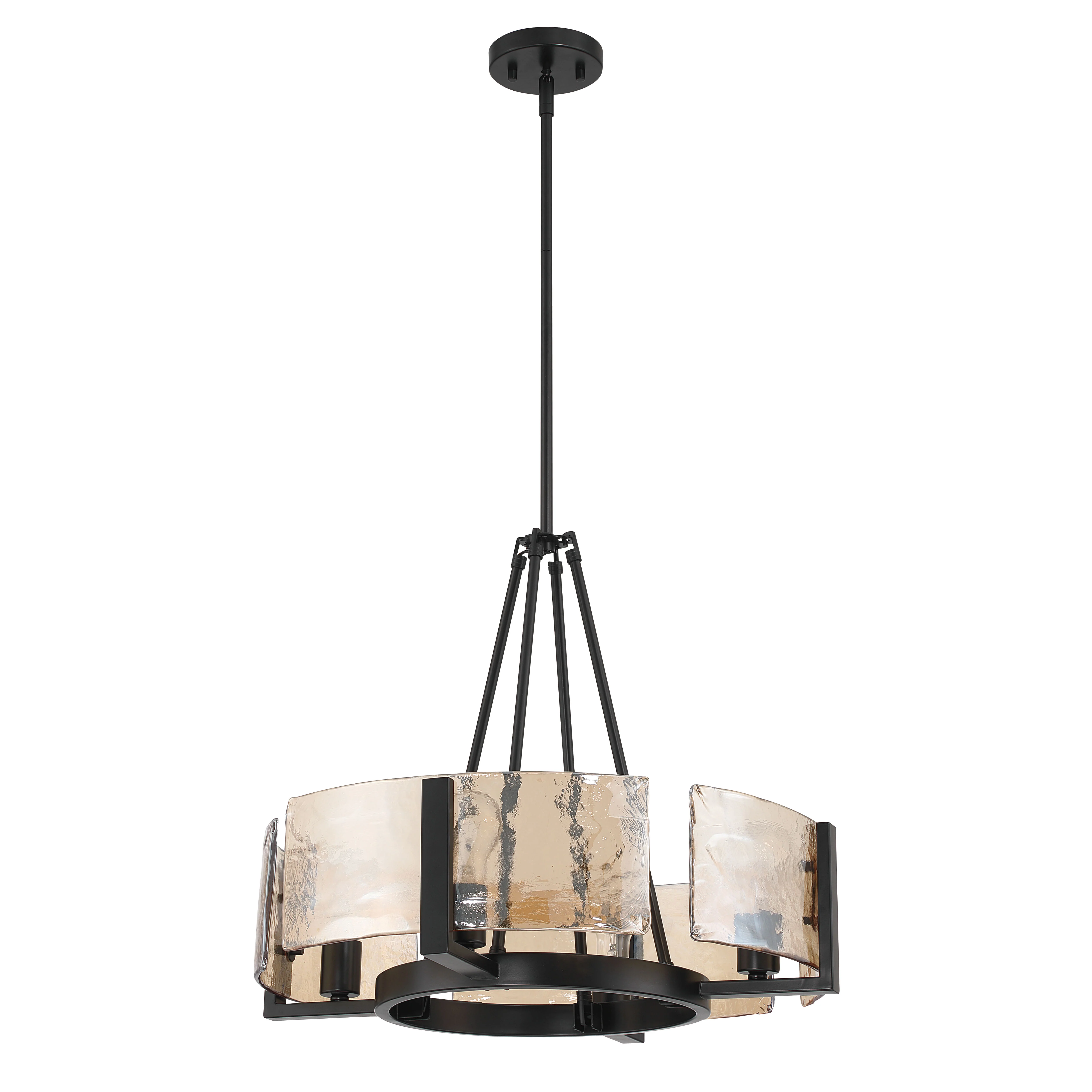 Aenon 4-Light Chandelier in Matte Black with Amber Water Glass - Image 3