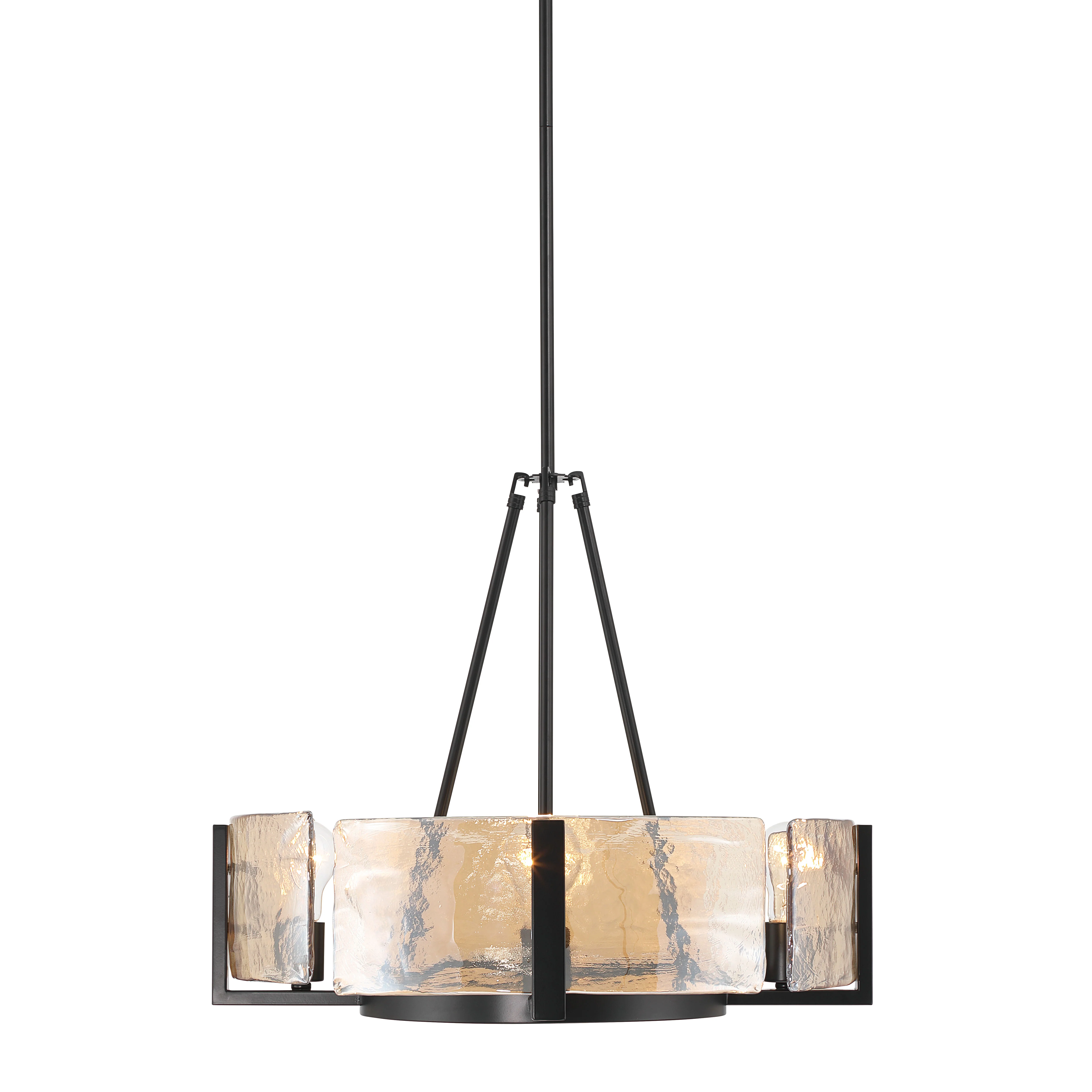 Aenon 4-Light Chandelier in Matte Black with Amber Water Glass - Image 4