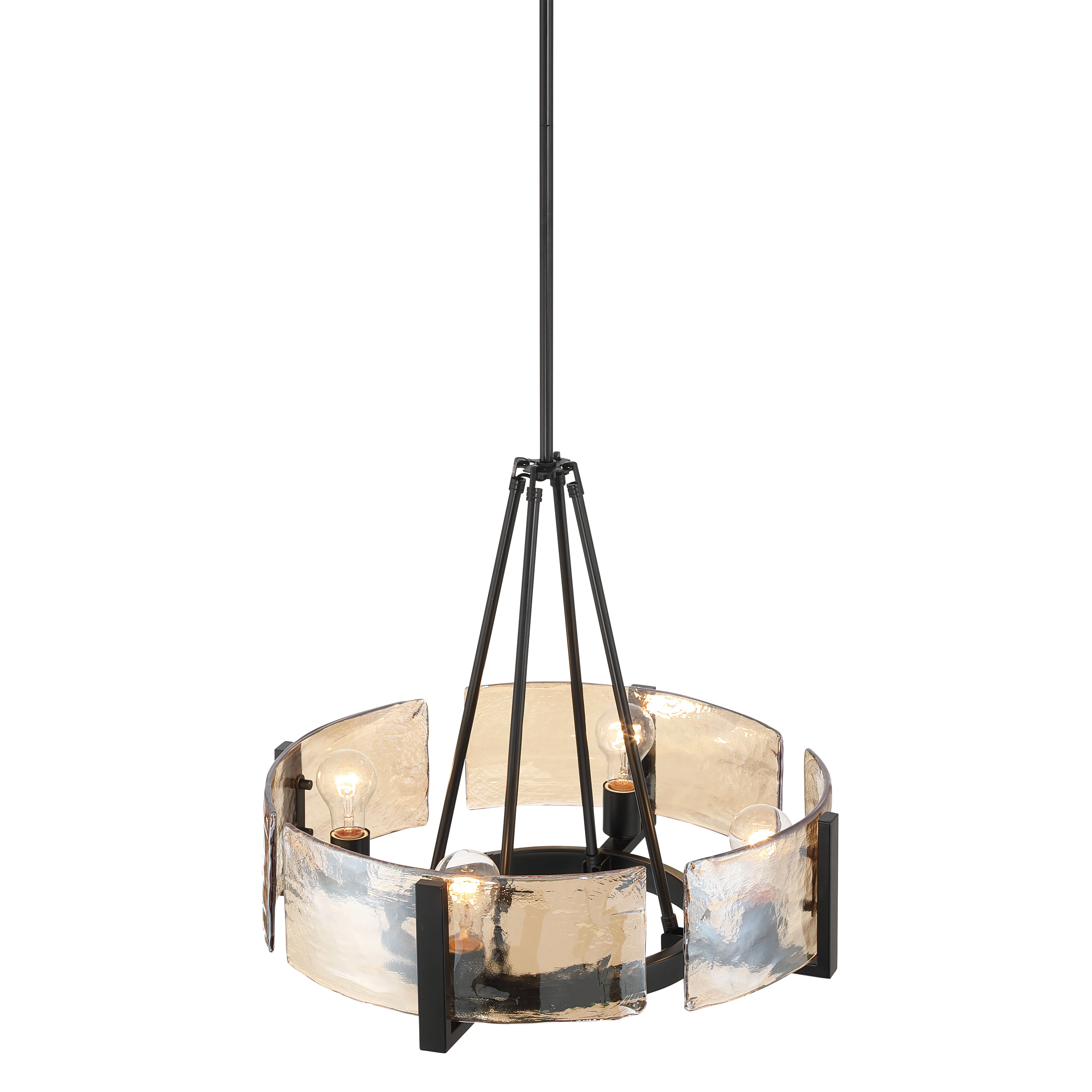 Aenon 4-Light Chandelier in Matte Black with Amber Water Glass - Image 5