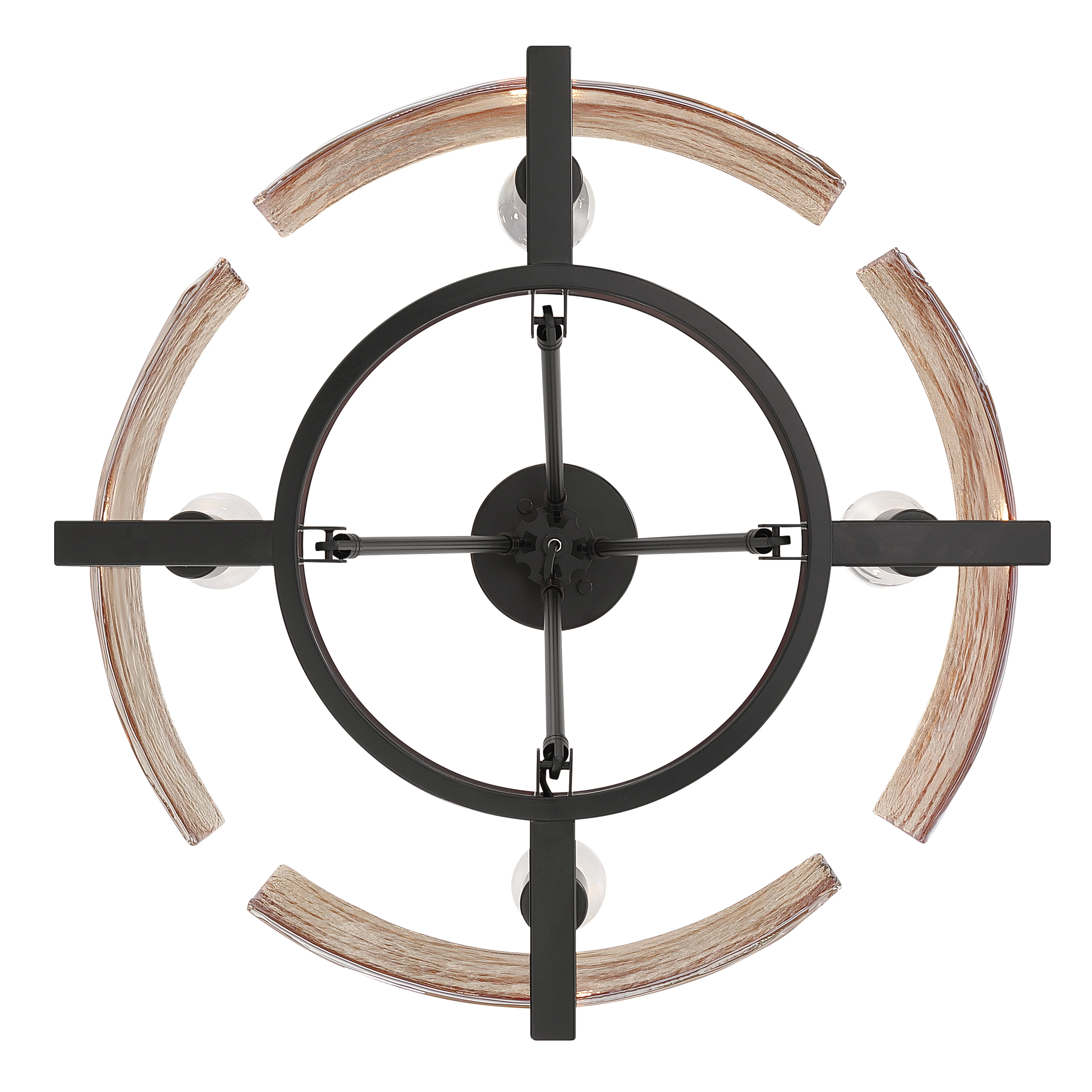 Aenon 4-light Semi-Flush Mount in Matte Black with Amber Water Glass - Image 6