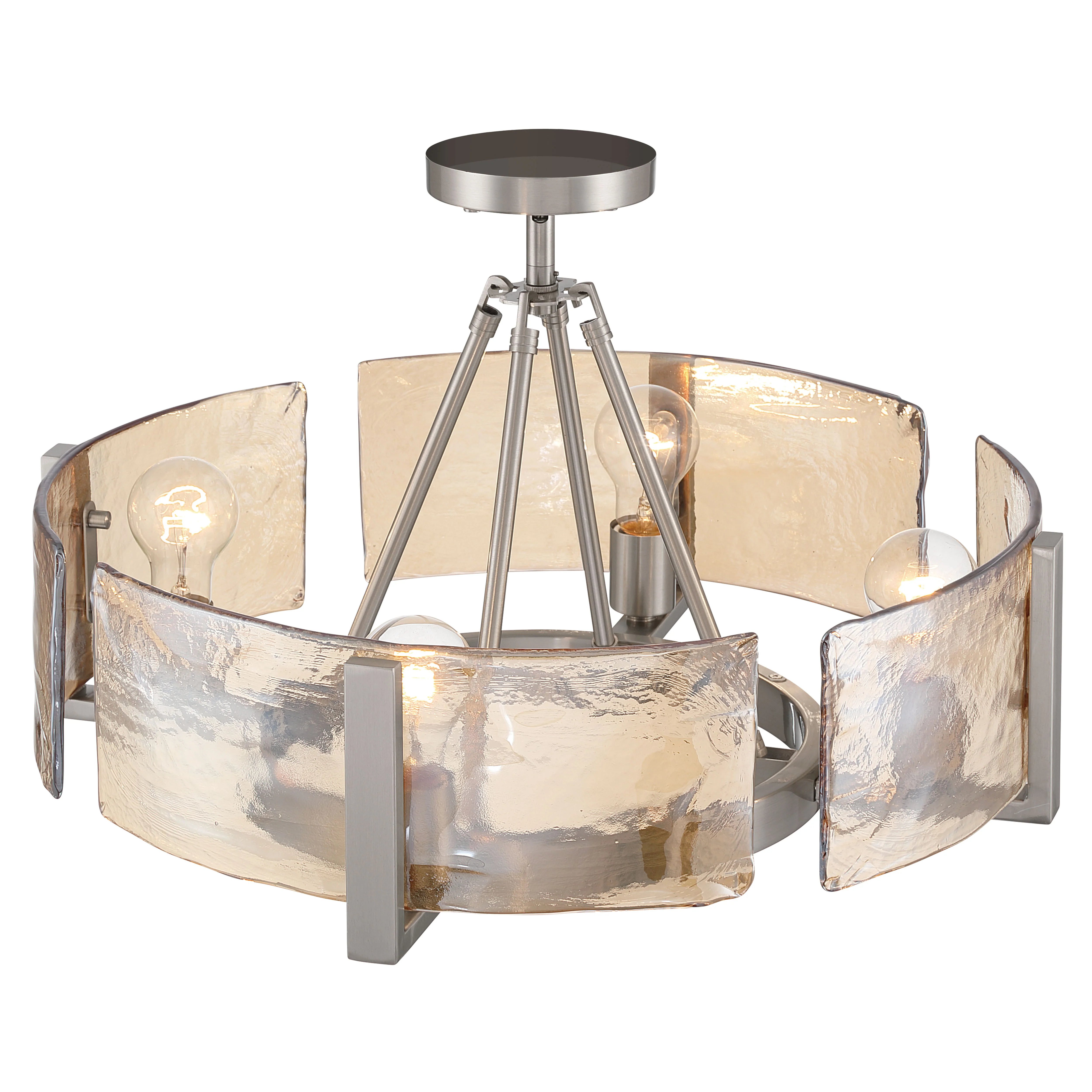 Aenon 4-light Semi-Flush Mount in Pewter with Amber Water Glass - Image 5