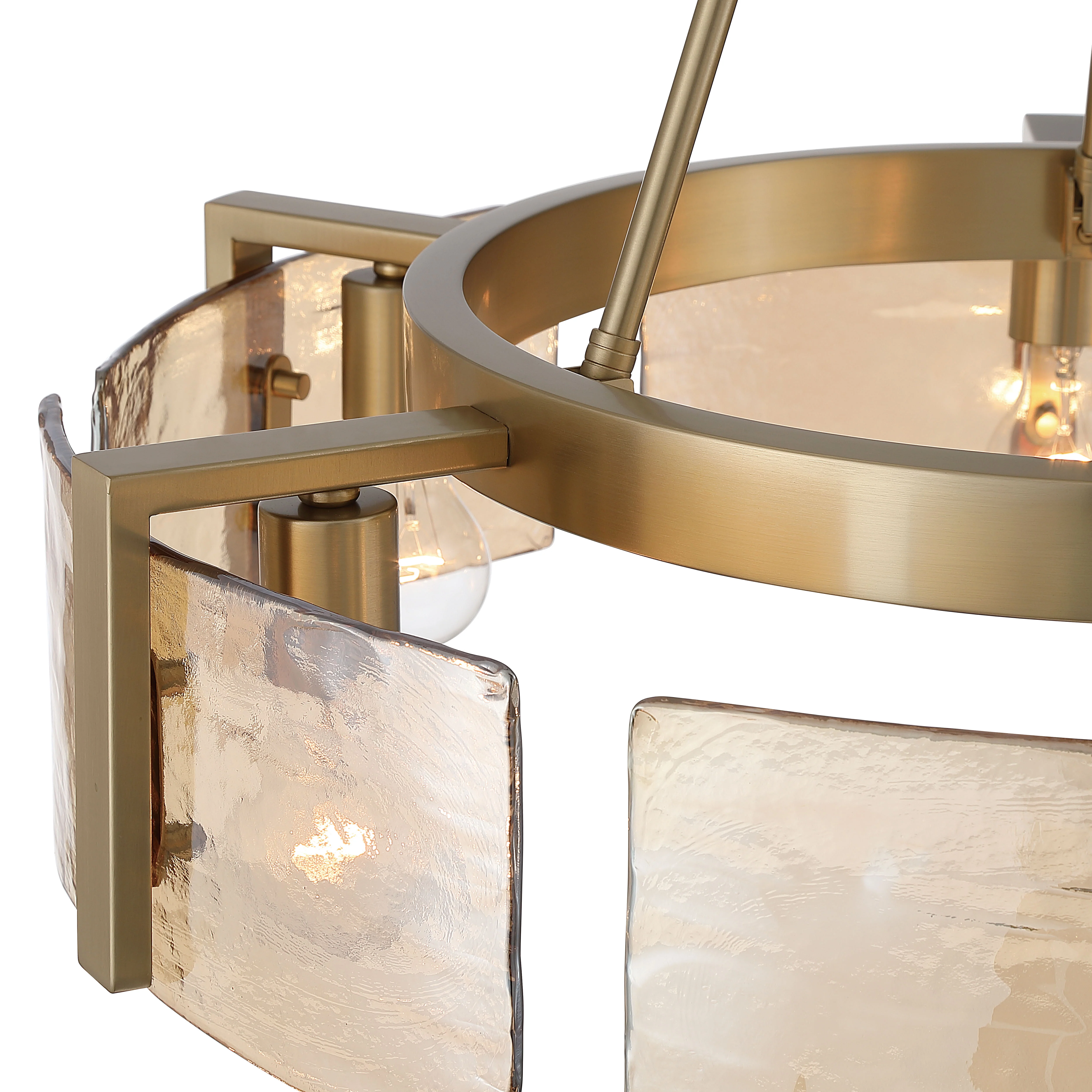 Aenon 6-light Chandelier in Brushed Champagne Brass with Amber Water Glass - Image 7