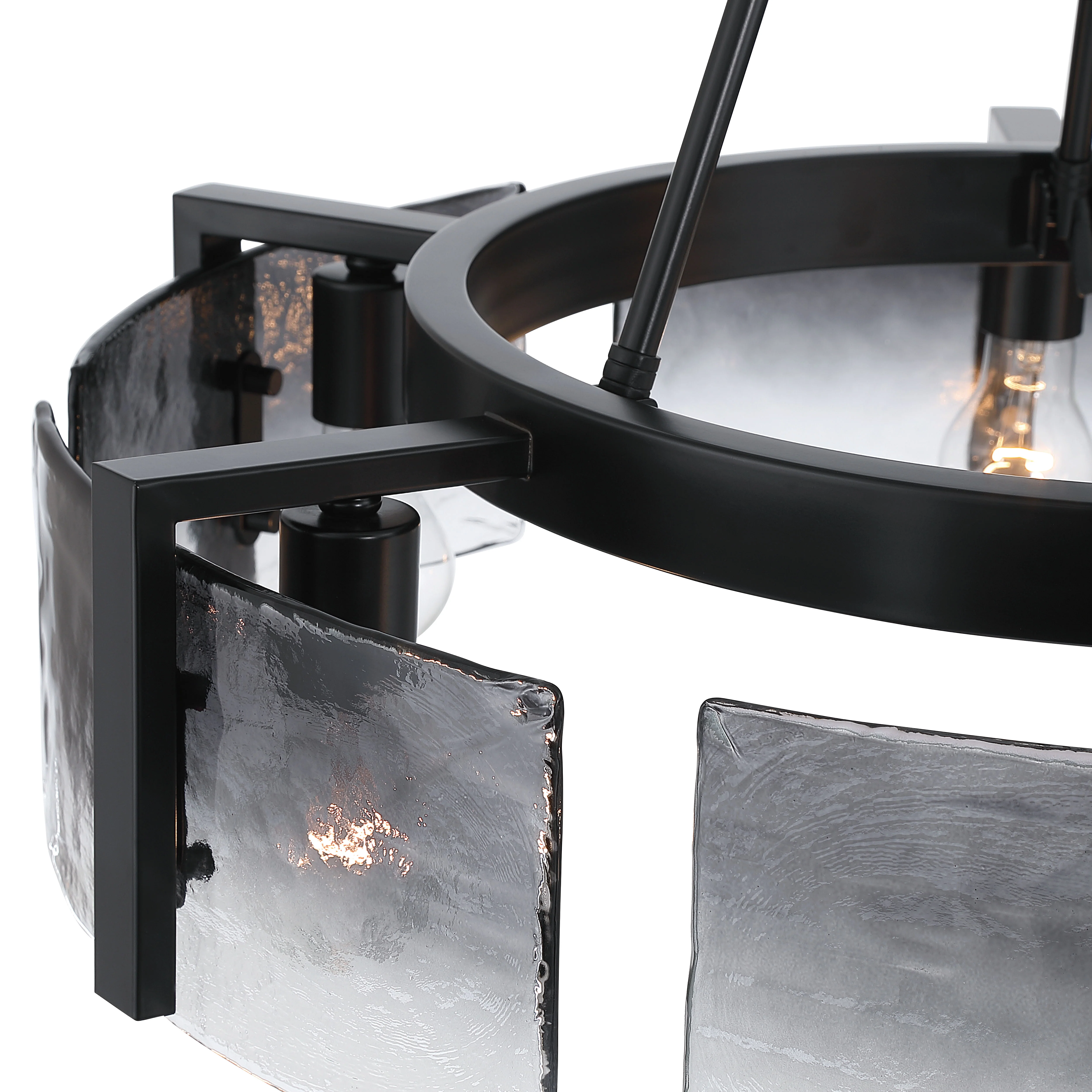 Aenon 6-light Chandelier in Matte Black with Smokey Water Glass - Image 7