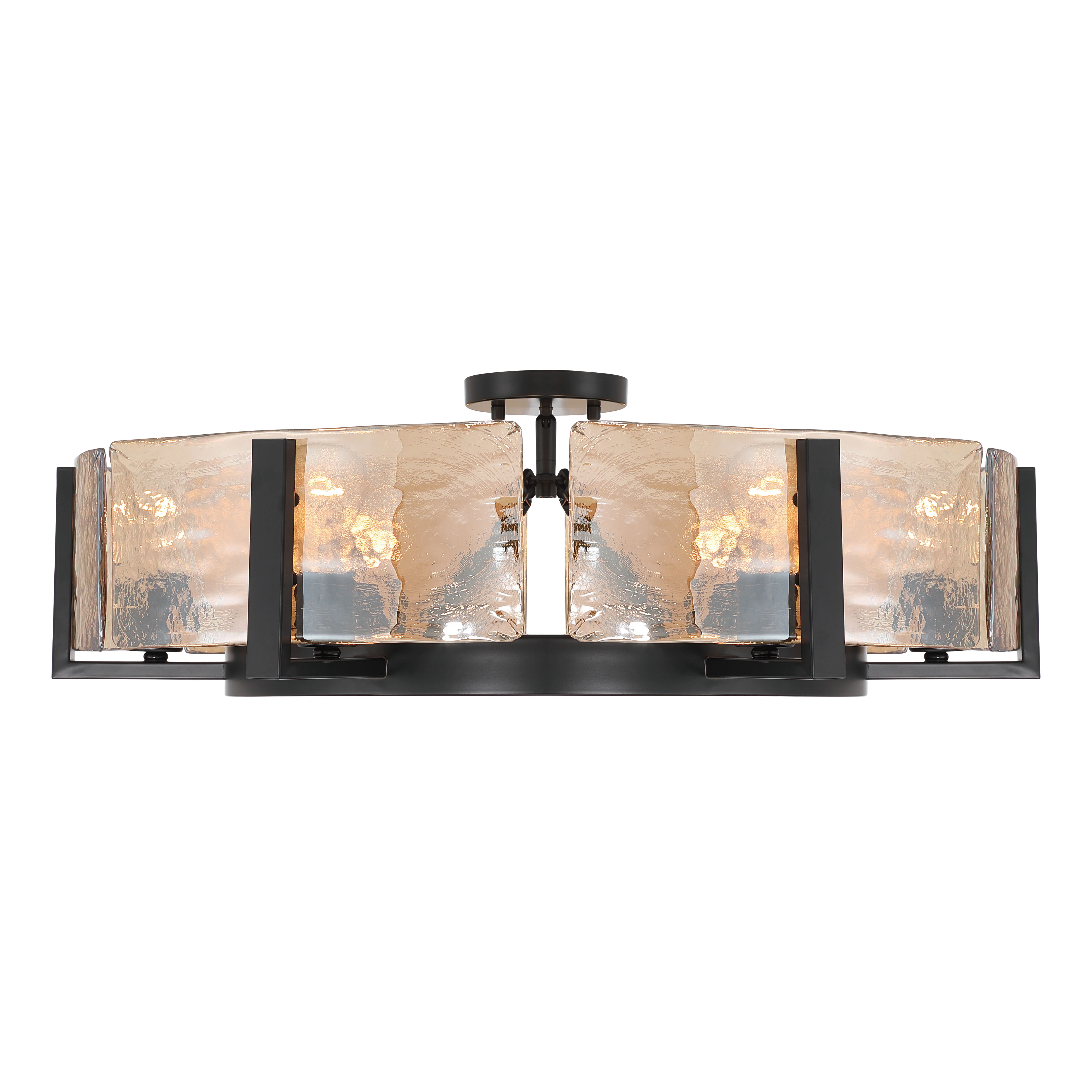 Aenon 6-light Semi-Flush Mount in Matte Black with Amber Water Glass - Image 3