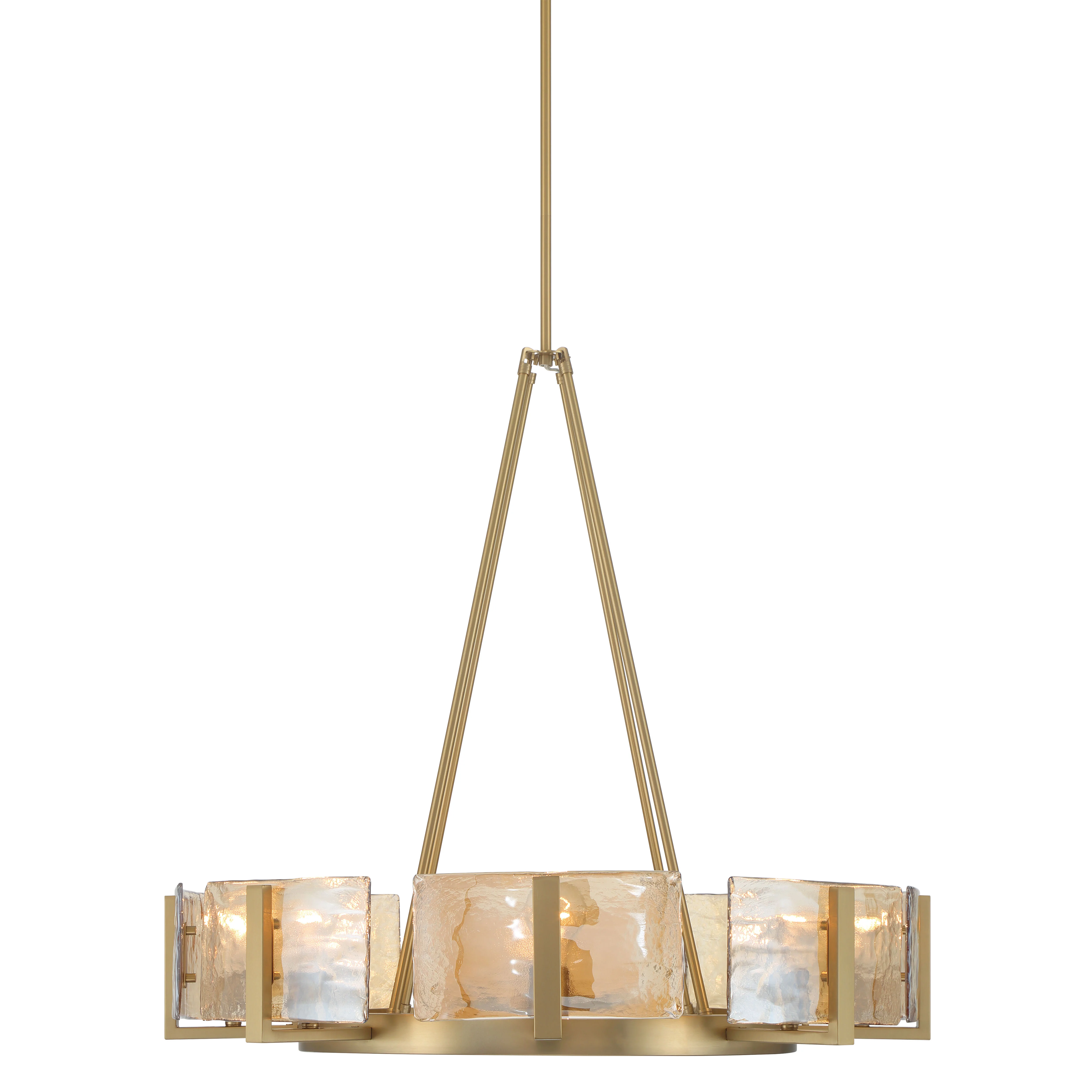 Aenon 8-Light Chandelier in Brushed Champagne Brass with Amber Water Glass - Image 3
