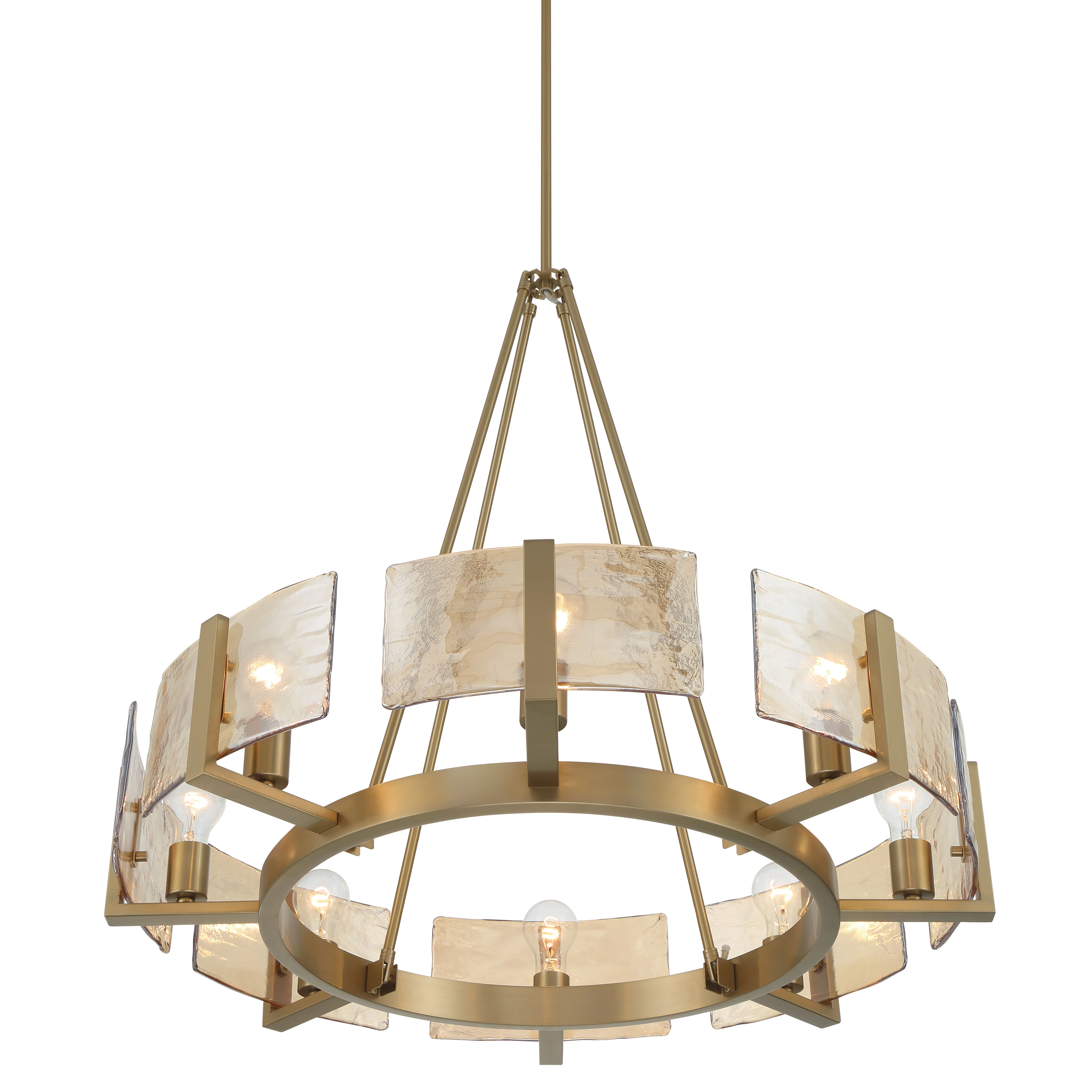 Aenon 8-Light Chandelier in Brushed Champagne Brass with Amber Water Glass - Image 4