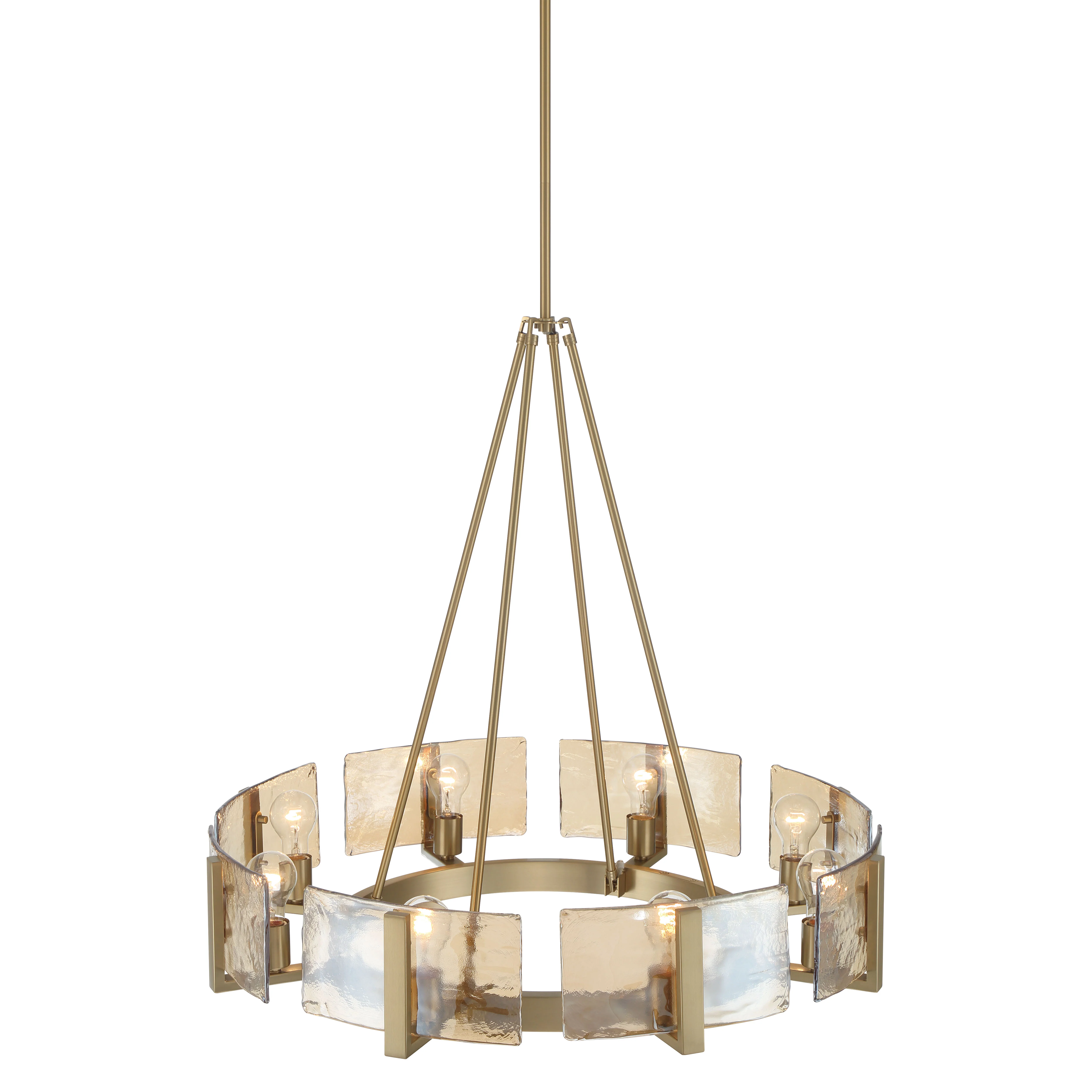 Aenon 8-Light Chandelier in Brushed Champagne Brass with Amber Water Glass - Image 5