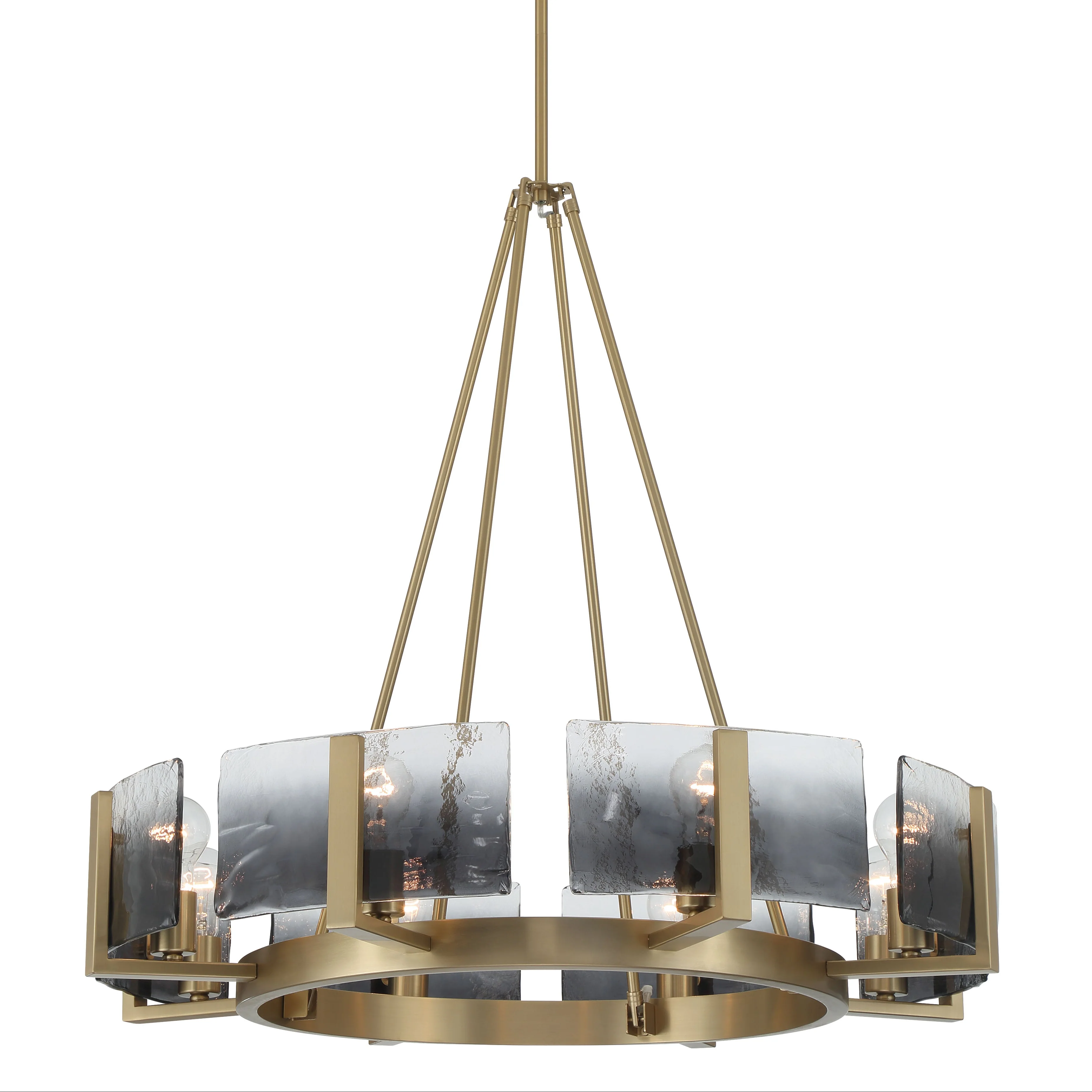 Aenon 8-Light Chandelier in Brushed Champagne Brass with Smokey Water Glass