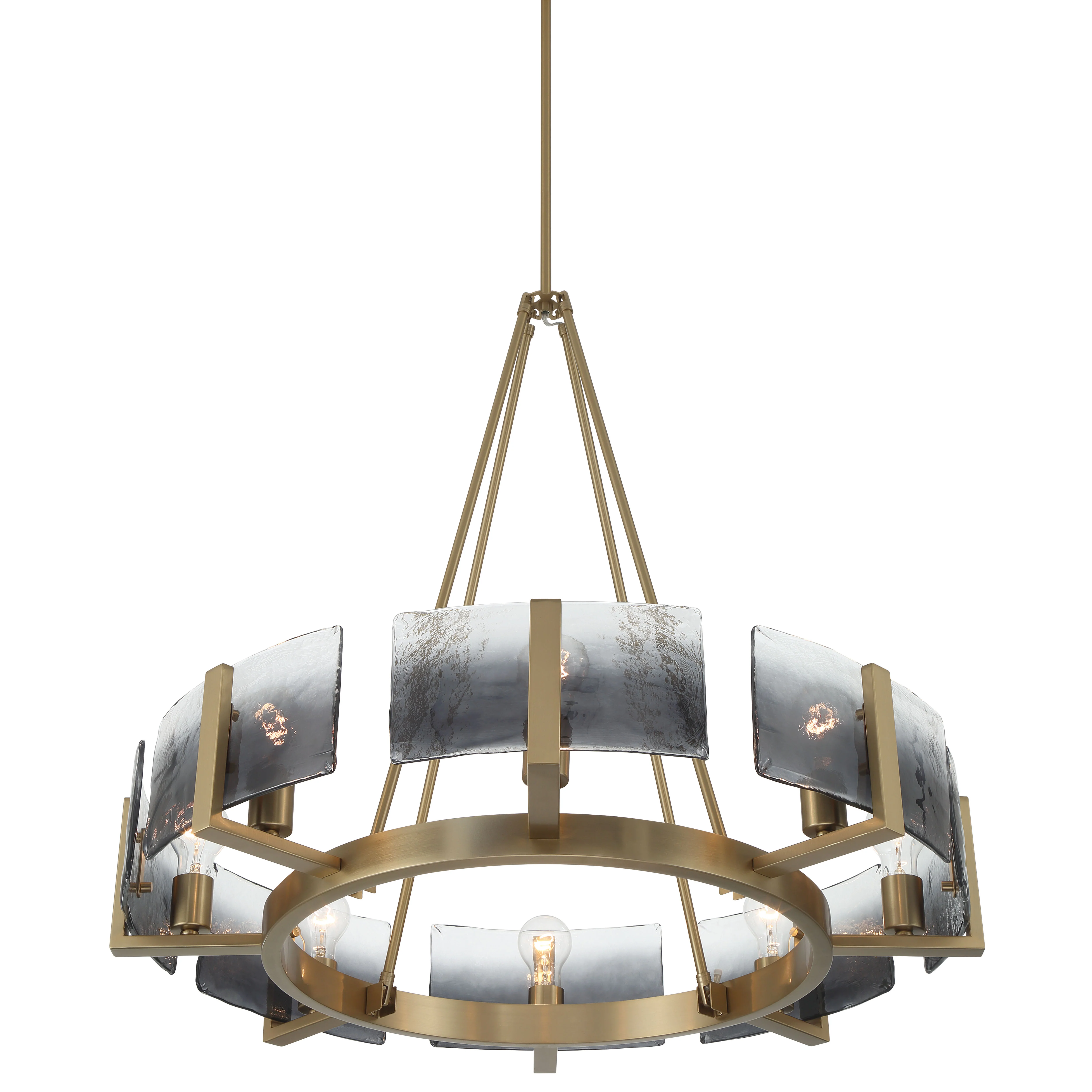 Aenon 8-Light Chandelier in Brushed Champagne Brass with Smokey Water Glass - Image 4
