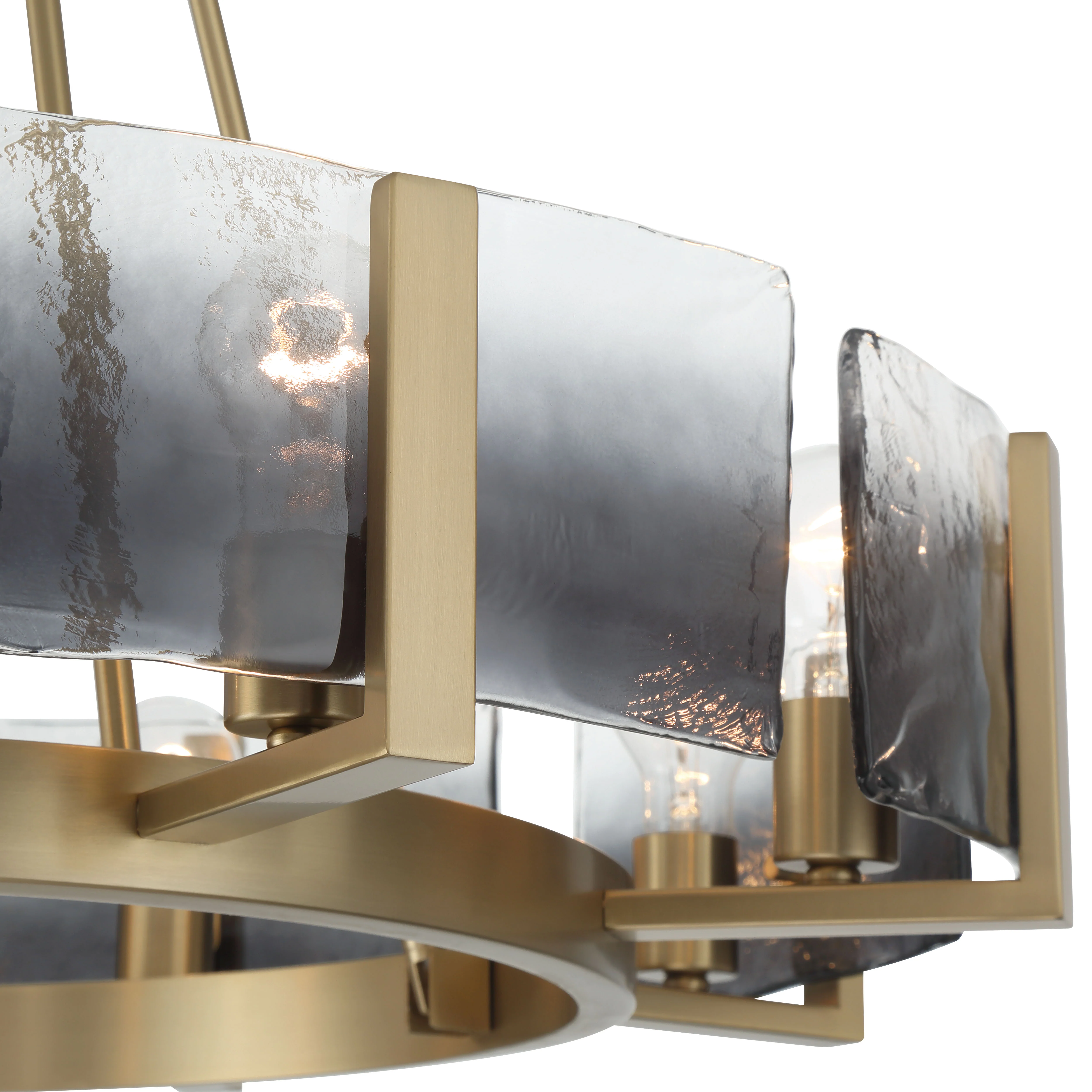 Aenon 8-Light Chandelier in Brushed Champagne Brass with Smokey Water Glass - Image 6