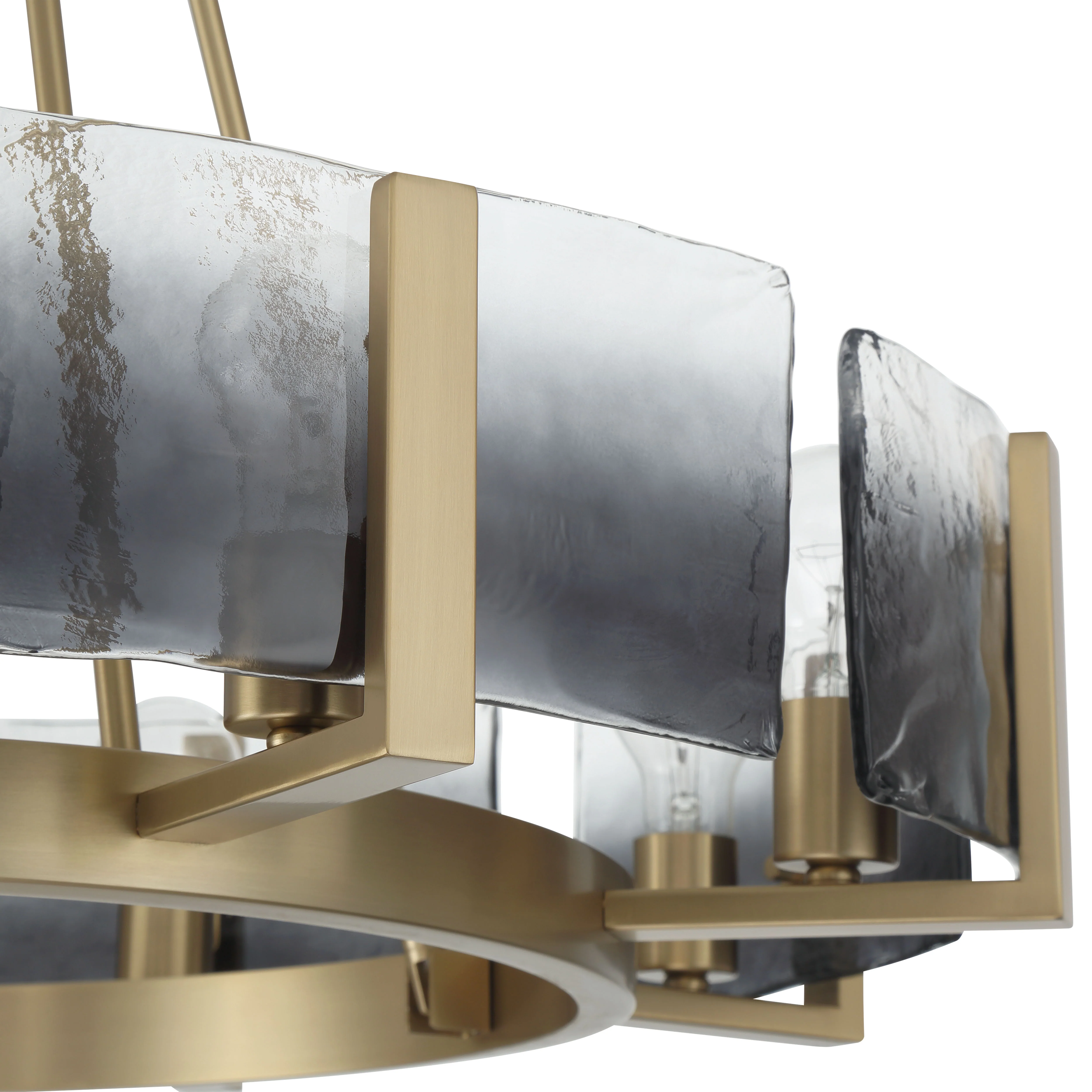 Aenon 8-Light Chandelier in Brushed Champagne Brass with Smokey Water Glass - Image 7