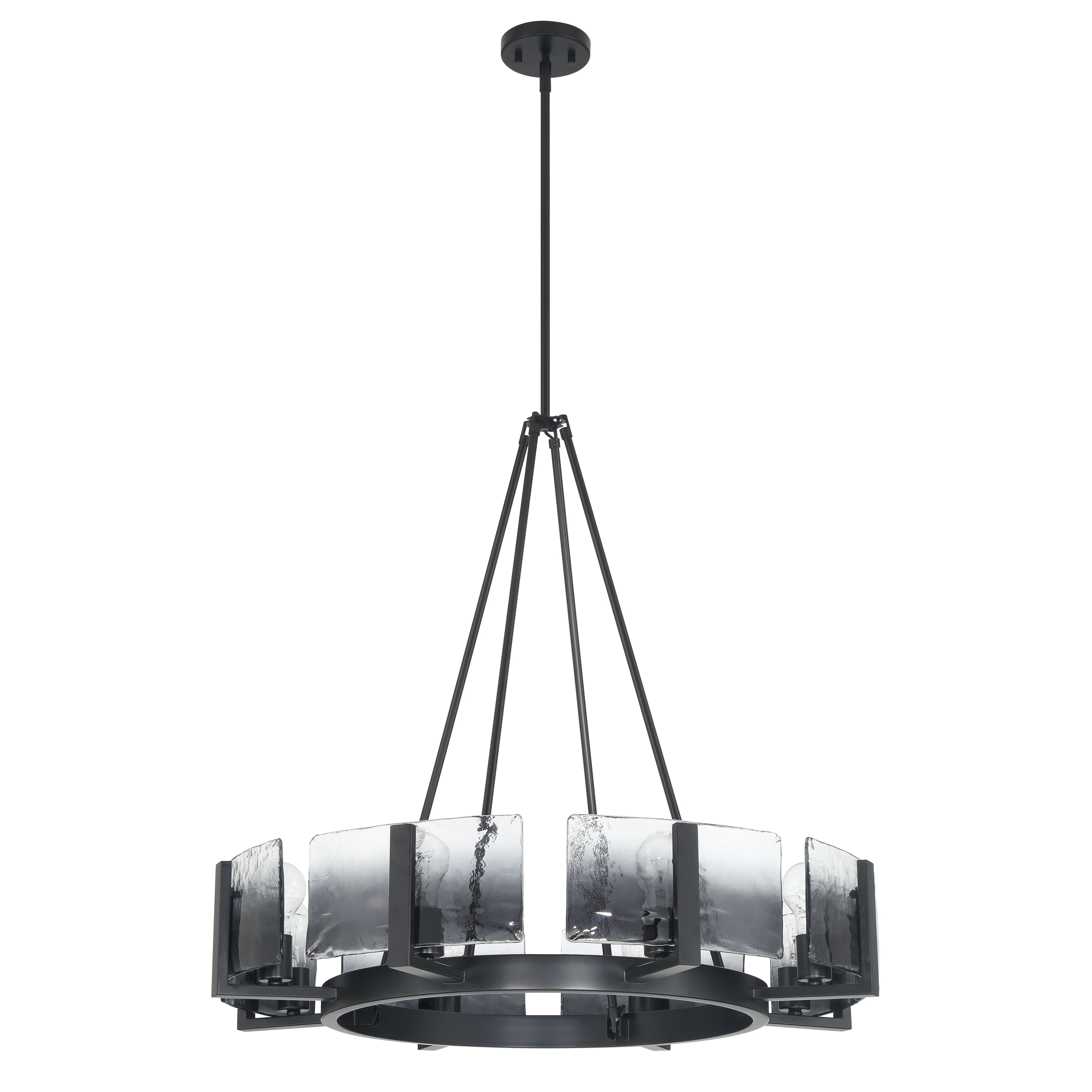Aenon 8-Light Chandelier in Matte Black with Smokey Water Glass - Image 2