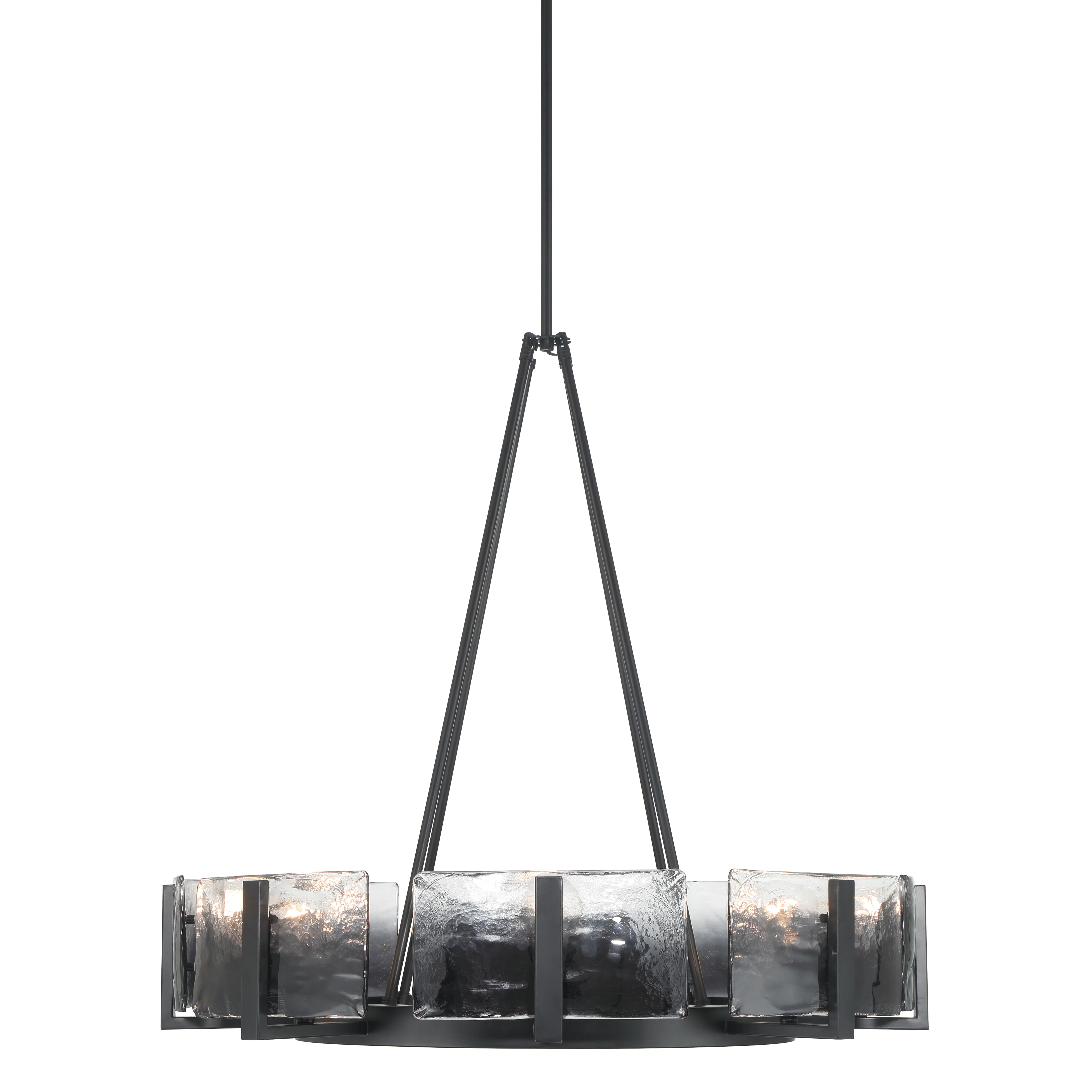 Aenon 8-Light Chandelier in Matte Black with Smokey Water Glass - Image 3